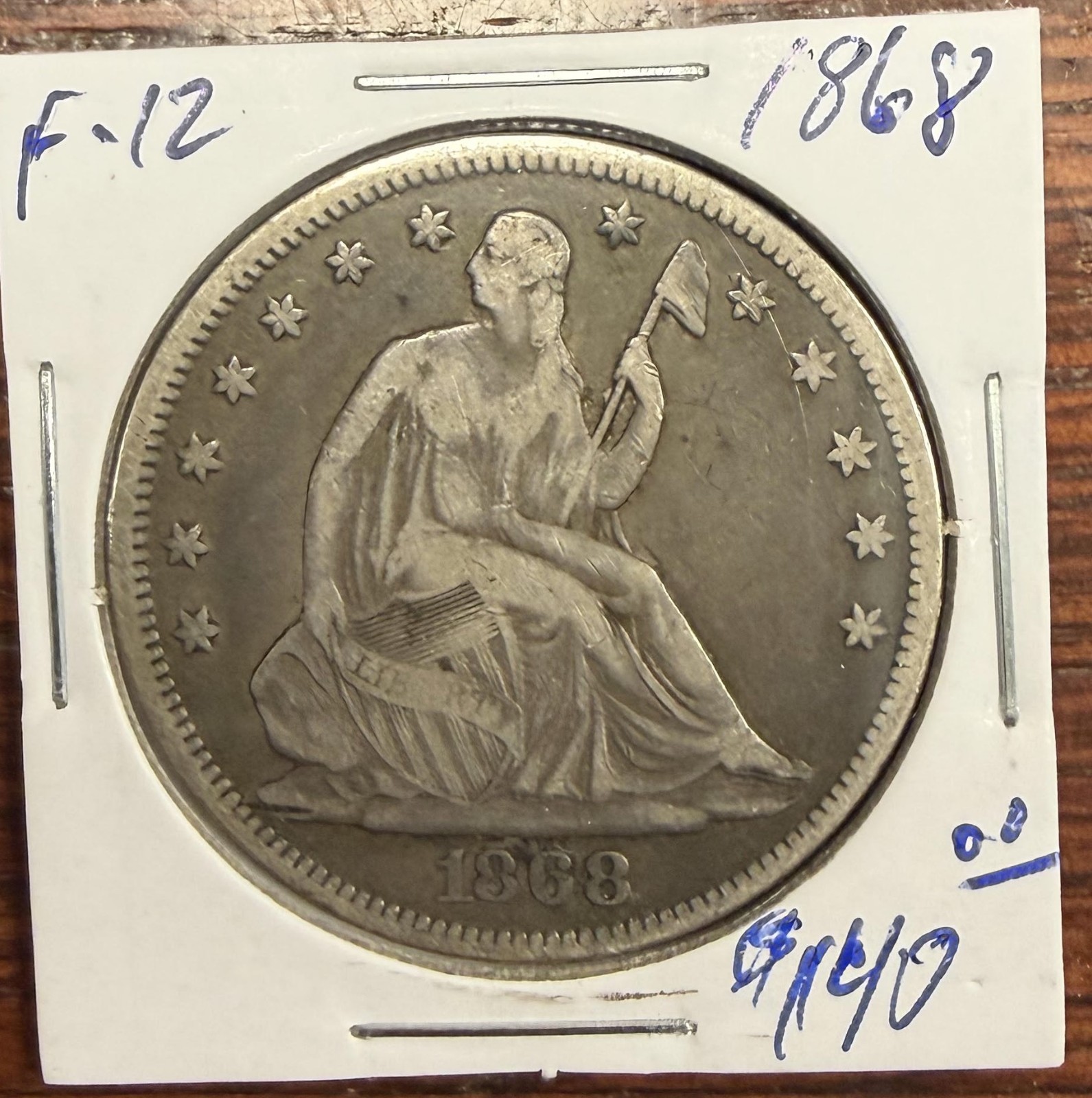 1868 Seated Liberty Half Dollar, Fine Condition, Rare Key Date