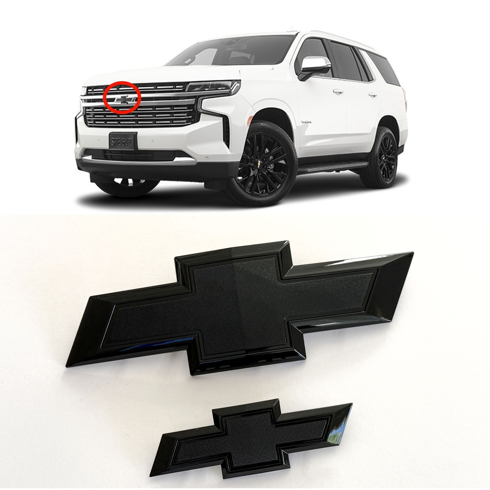 2PC Custom Front Rear Gloss Black Bowtie Emblems Fit 2021-2025 Suburban Tahoe 2PC Custom Front Rear Gloss Black Bowtie Emblems Fit 2021-2025 Suburban Tahoe
