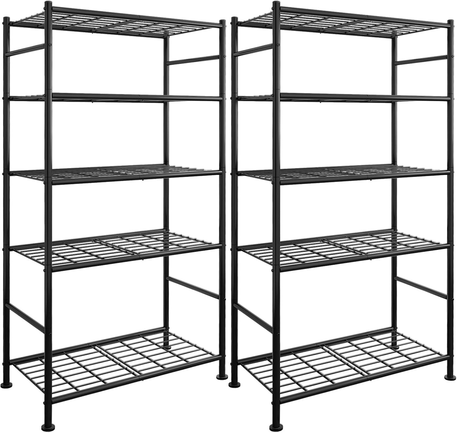5-Tier Steel Storage Racks - 2 Pack, Adjustable Shelving Units for Garage & Work 5-Tier Steel Storage Racks - 2 Pack, Adjustable Shelving Units for Garage & Work
