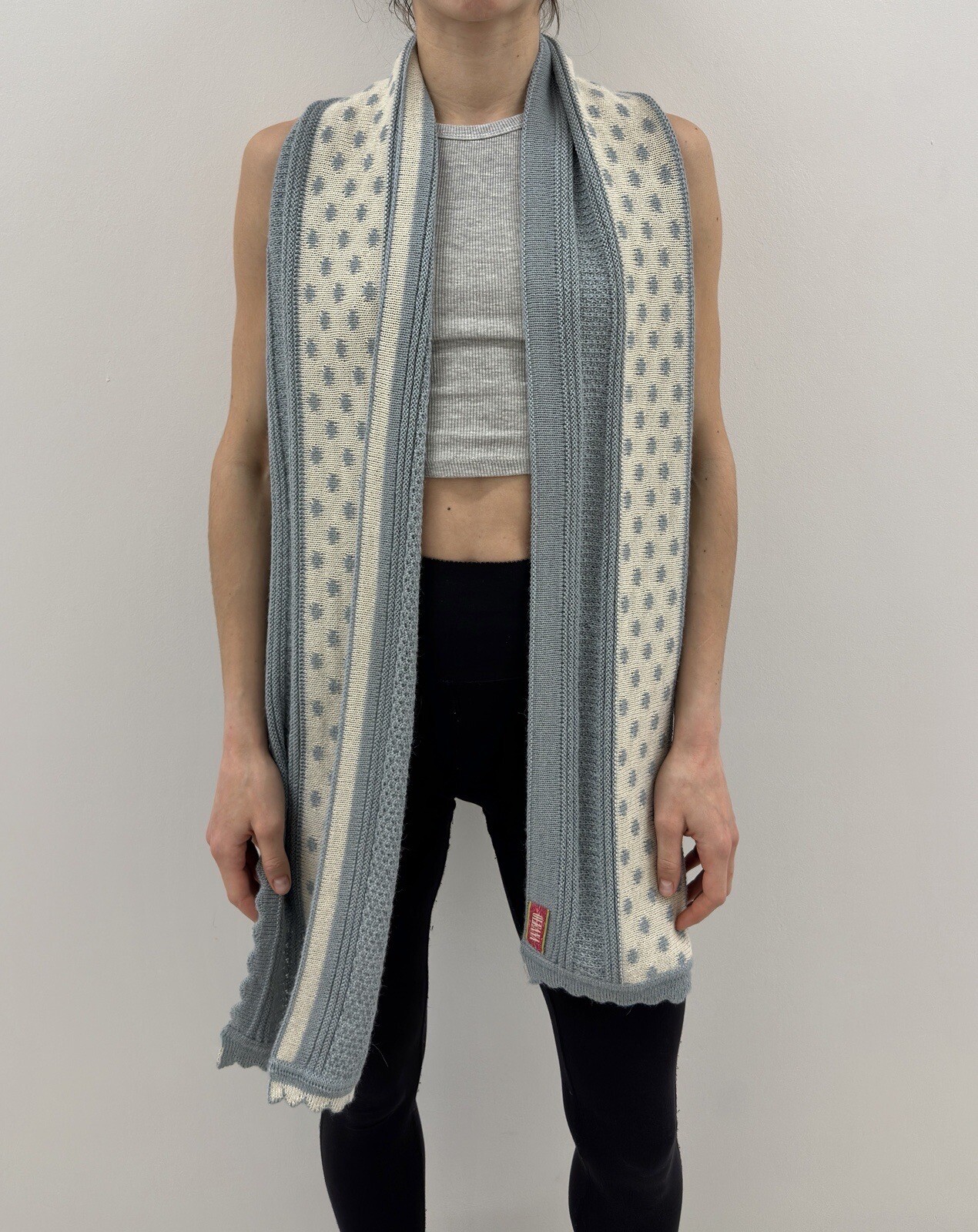 Oleana Knit Scarf Blue White 177x23 cm