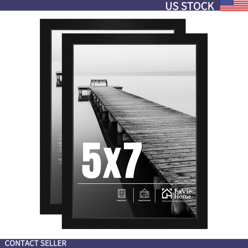 5x7 Picture Frame 2 Pack, Black, 5x7, Modern, 2 Count