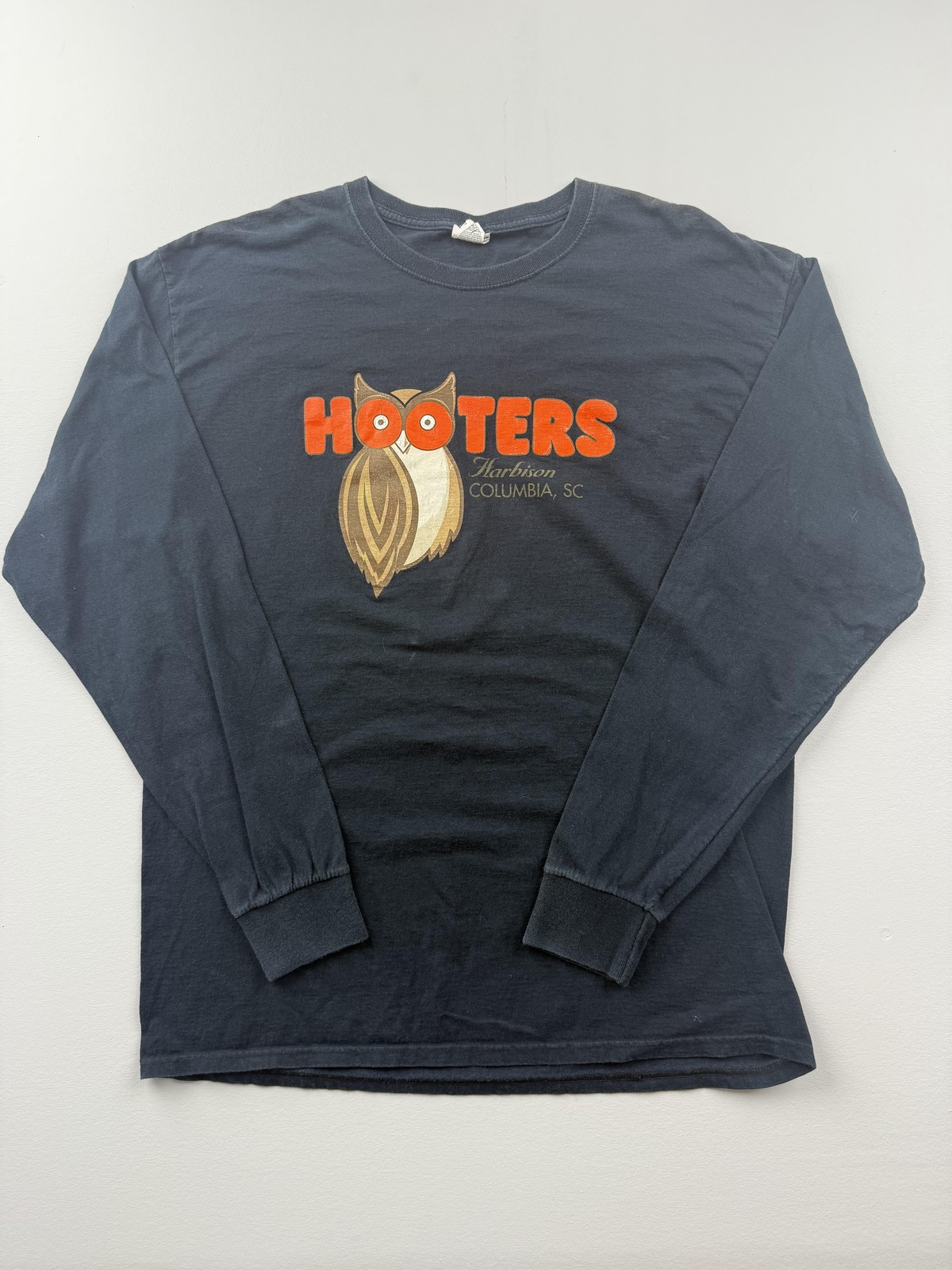 Jerzees Hooters Shirt Mens Large Black Long Sleeve Graphic Tee Columbia SC