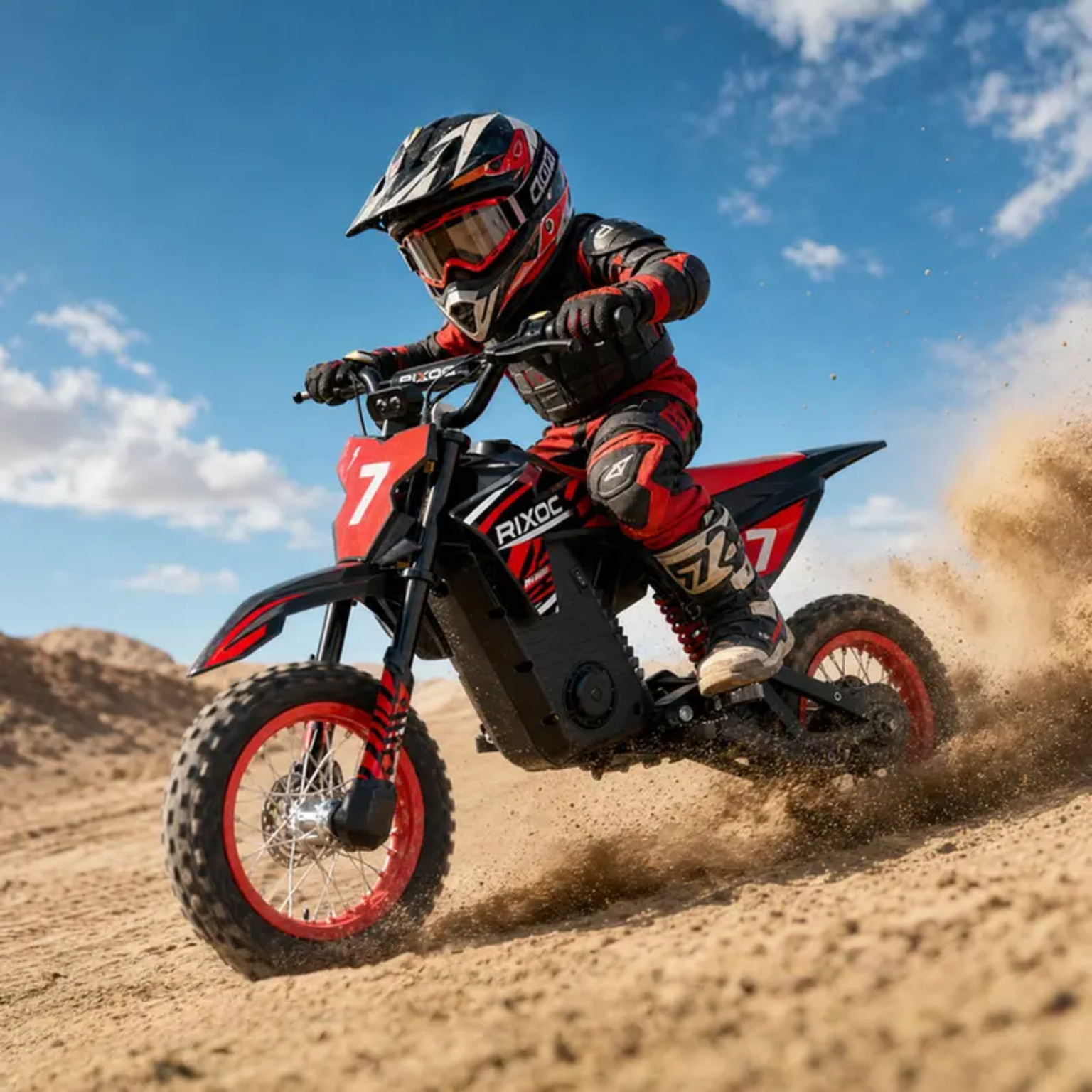 RIXOC DK12 Electric Dirt Bike 36V 5.2Ah 700W 15.5MPH Max 14Miles for Kids 3-8