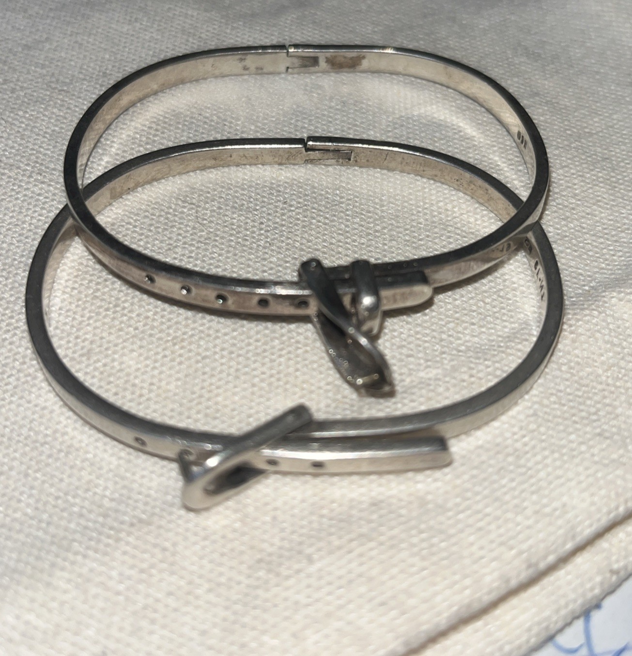 Signed TM-79 Belt Bangle Bracelet 925 Stamped. Adjustable Vintage Mexico Stamped