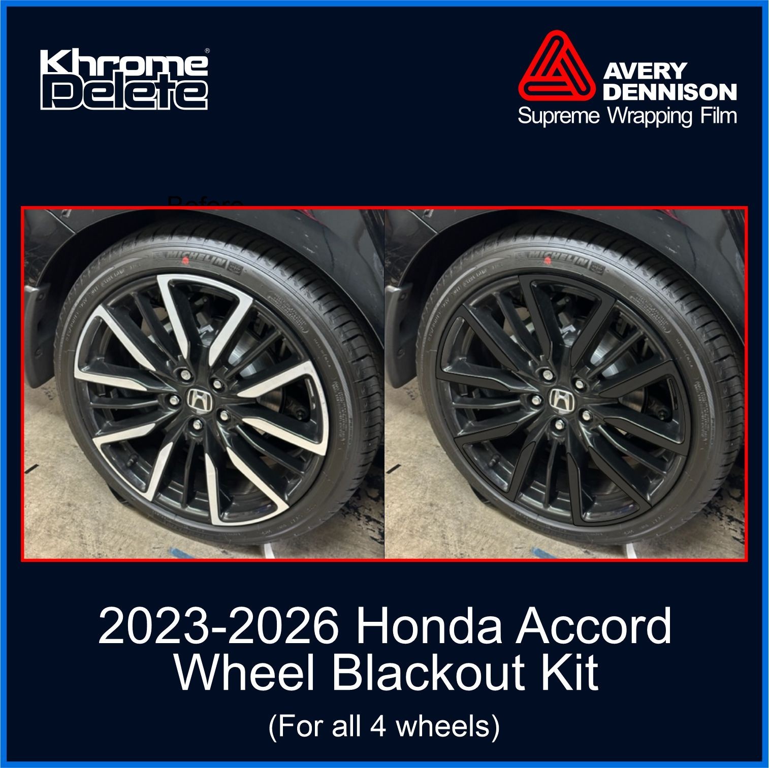 Gloss Black Premium Chrome Delete Vinyl – 2023–2026 Honda Accord Sport Wheels