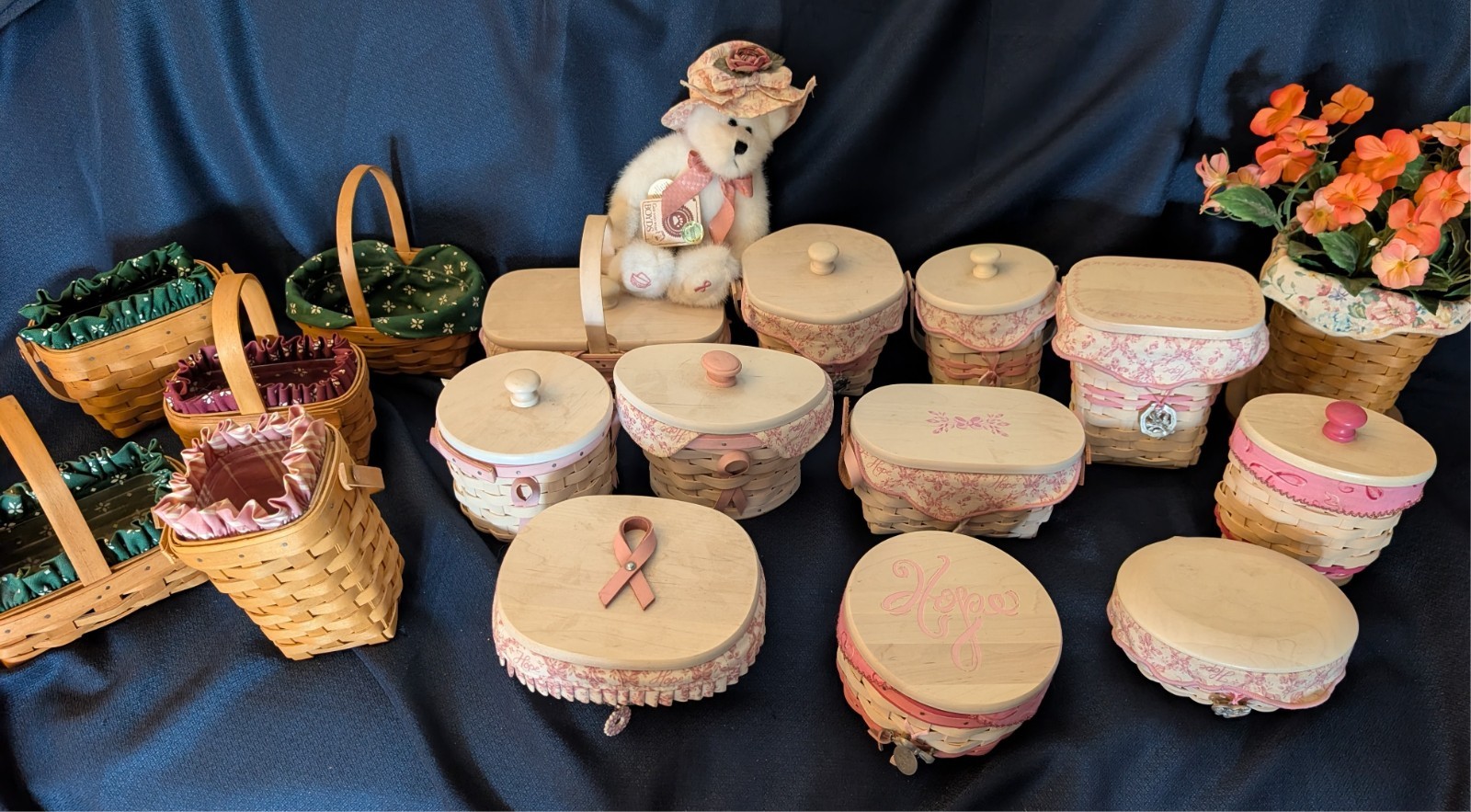 Lot Of 18 Longaberger Horizon Of Hope Baskets 1990's & 2000's Lot Of 18 Longaberger Horizon Of Hope Baskets 1990's & 2000's