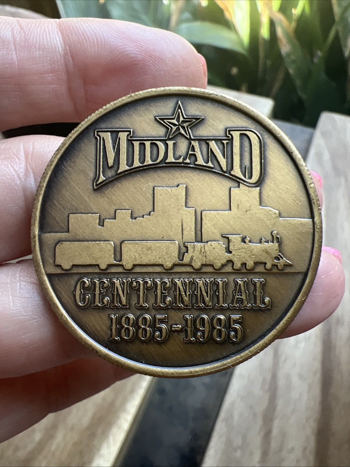 Midland Texas Centennial Brass Coin 1885-1985 Souvenir 1.5” Vintage TX Midland Texas Centennial Brass Coin 1885-1985 Souvenir 1.5” Vintage TX