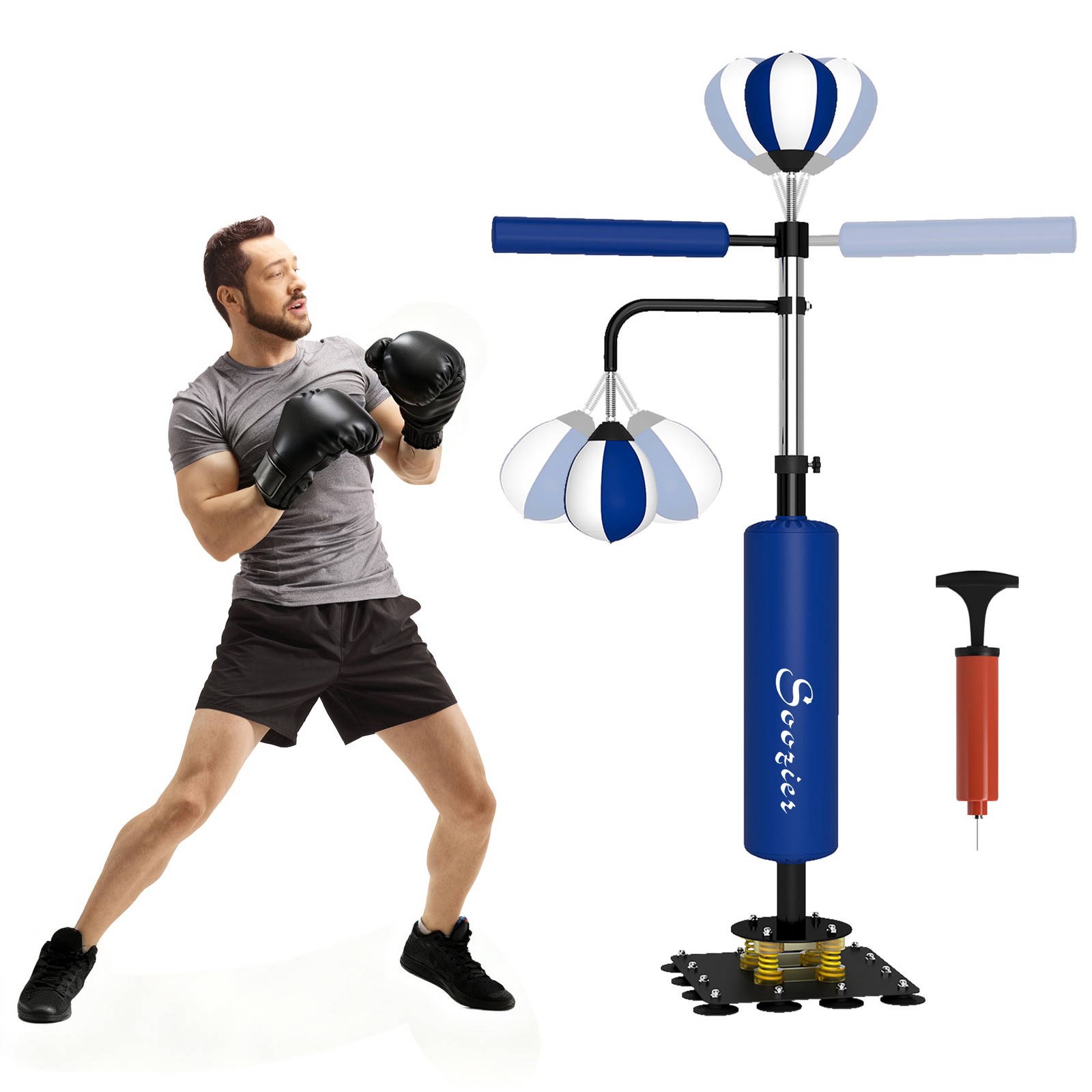 Speed Bag Boxing Bag Stand Reflex Training Equipment, Blue