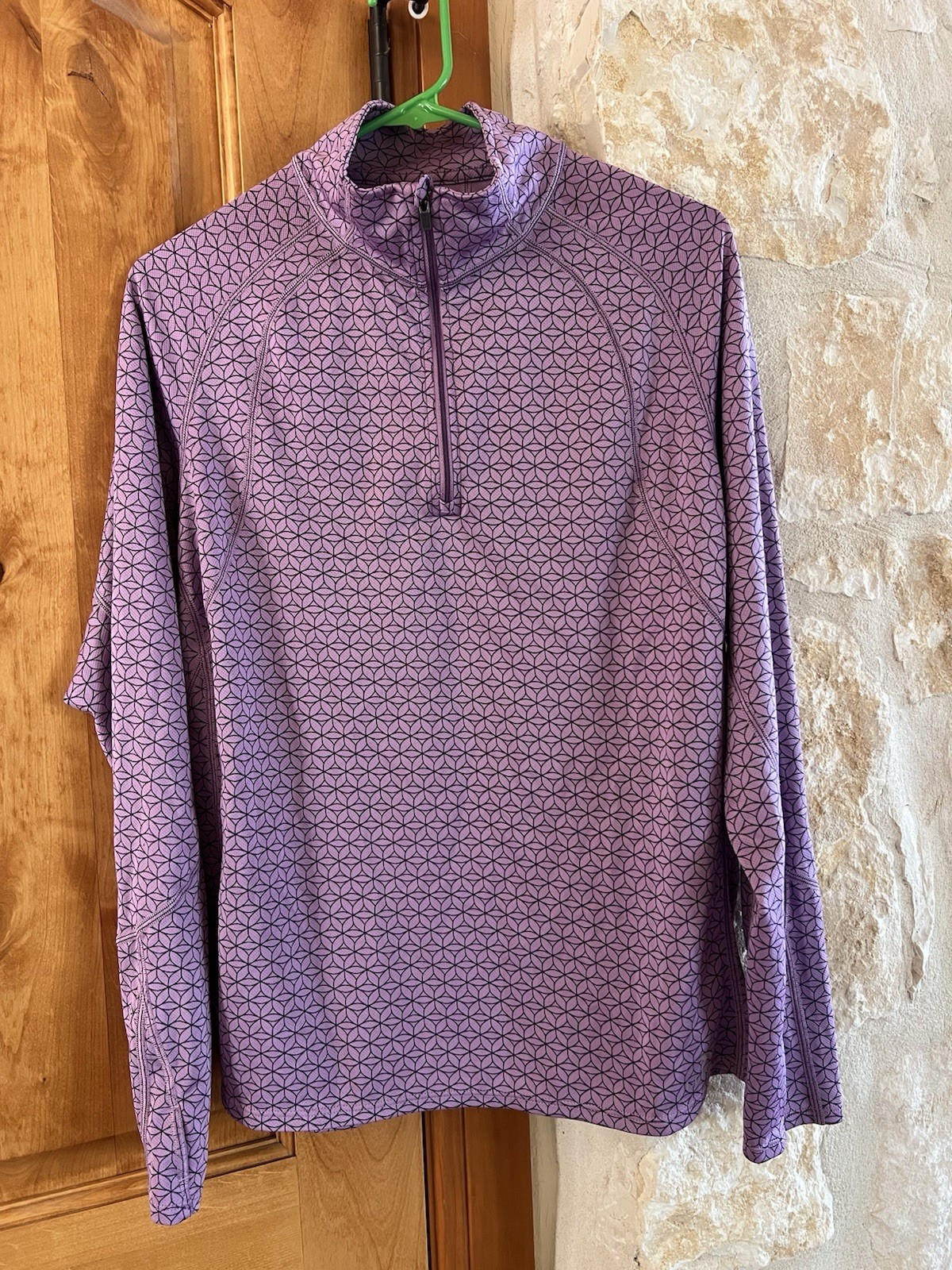 NWOT L L Bean 1/4 Zip Running/Ski Top LS Womn XL Thumbs/Zp Pockt/Reflctrs 288016