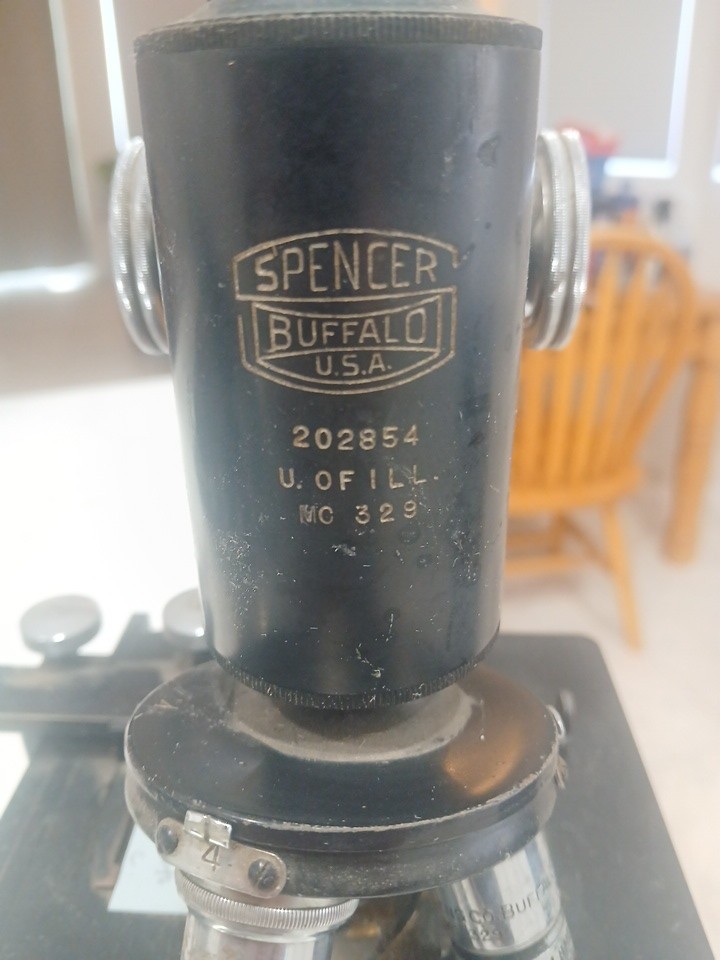Vintage Spencer Buffalo Microscope 1940\'s 202854 3 objective monocular good cond Vintage Spencer Buffalo Microscope 1940\'s 202854 3 objective monocular good cond