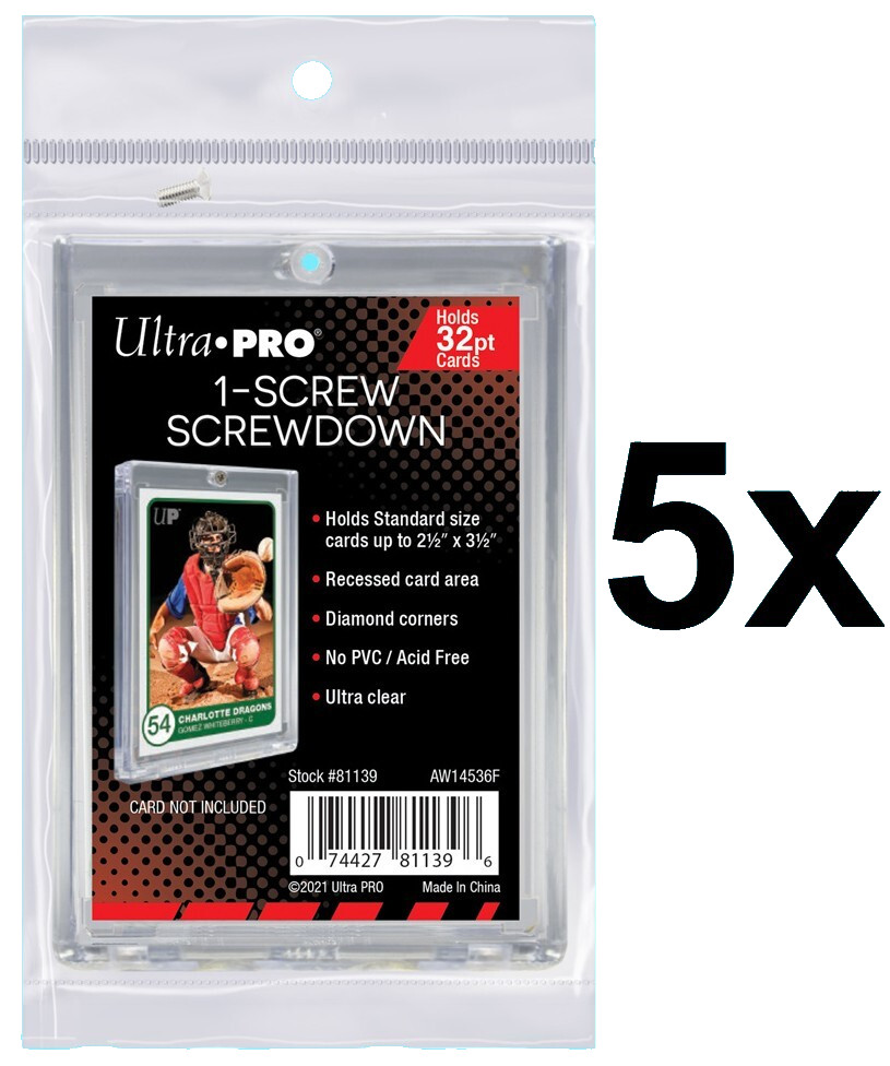 5 Ultra Pro 32pt 1-Screw Screwdown Recessed Trading Sports Card Holder Case 5 Ultra Pro 32pt 1-Screw Screwdown Recessed Trading Sports Card Holder Case