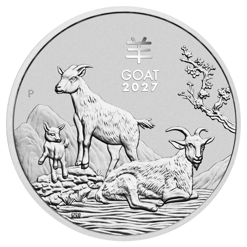 2027 $1 Australian Silver Lunar Year of the Goat 1 oz Brilliant Uncirculated 2027 $1 Australian Silver Lunar Year of the Goat 1 oz Brilliant Uncirculated