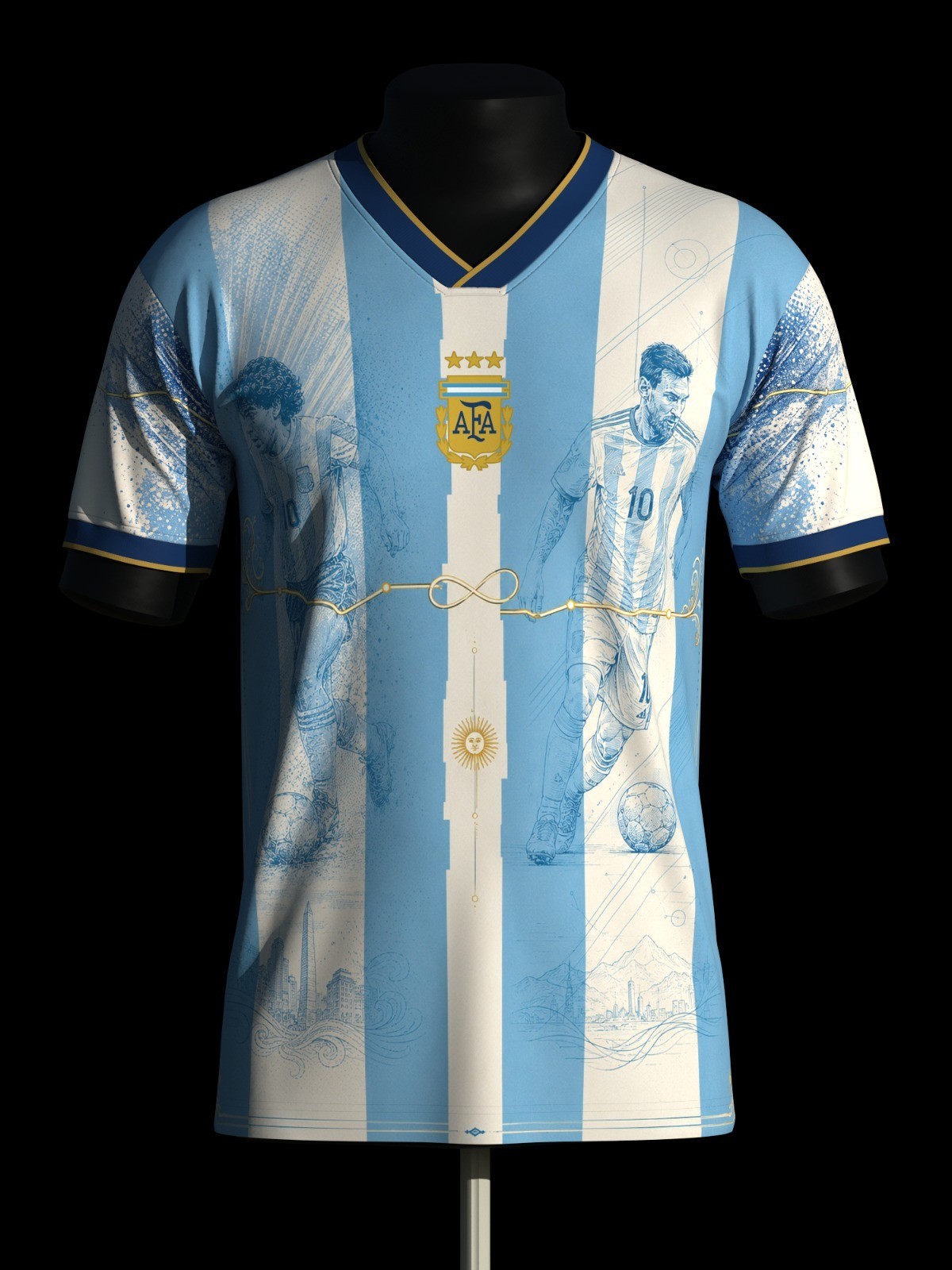 Argentina Heritage 2026 Maradona Messi Number 10 Football Shirt Jersey