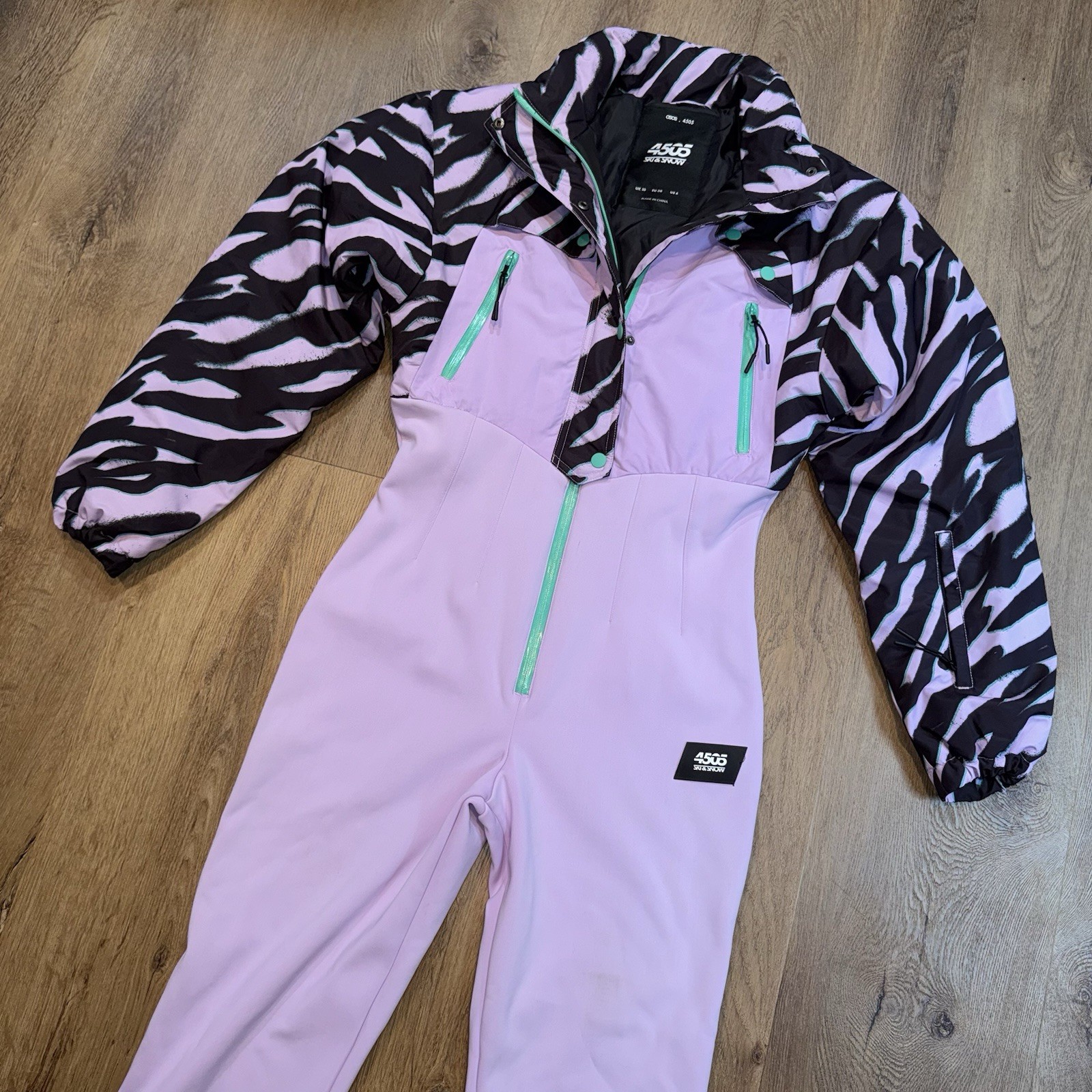 ASOS Ski Suit One Piece Snowsuit Womens Snow Bib retro vtg Shellsuit Stretch 6