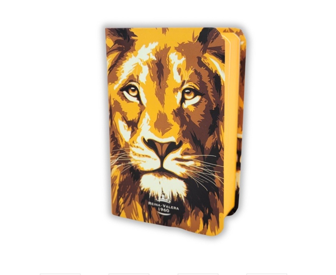 Biblia Mini Bolsillo RV1960, tapa flexible león De La Tribu de Judá, 