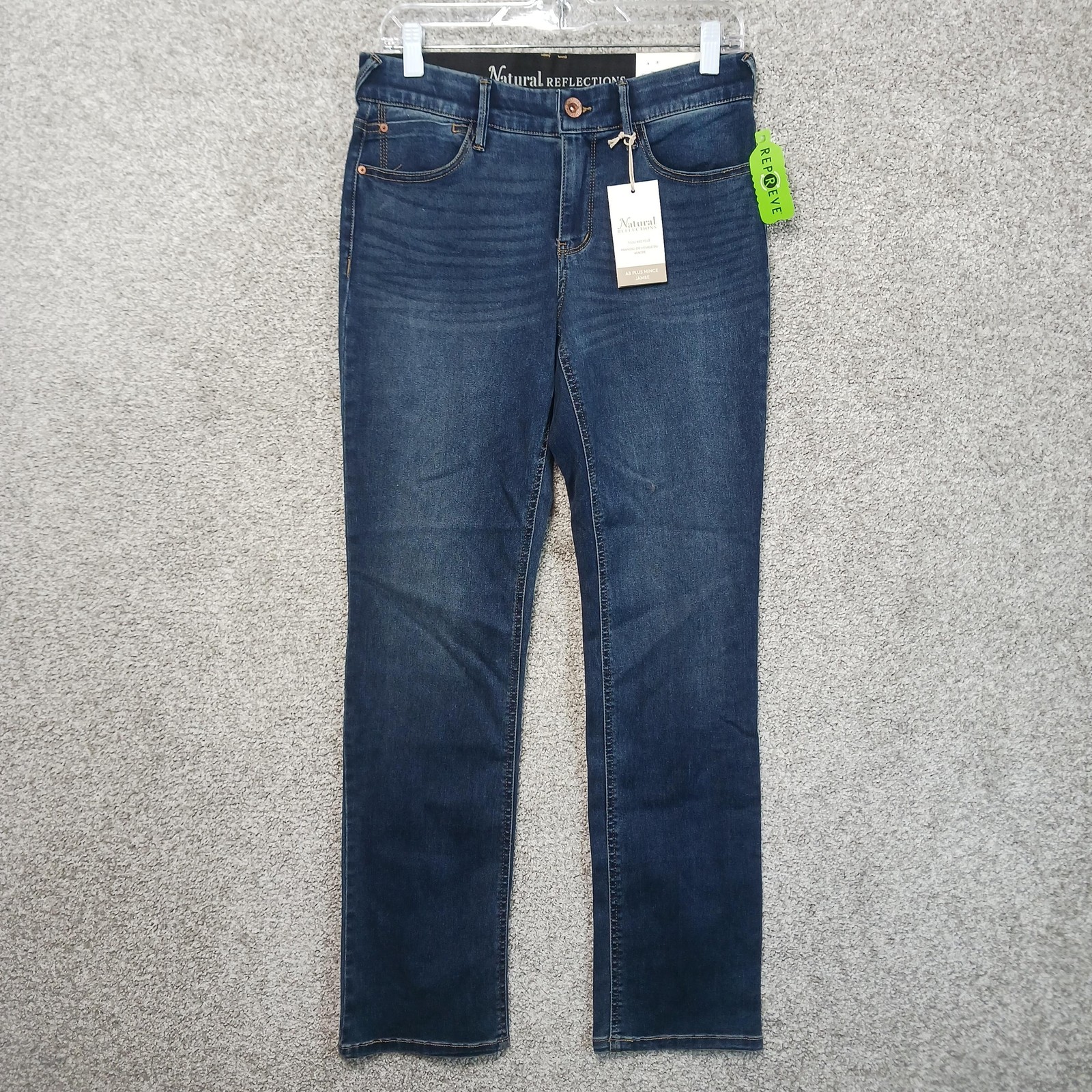 Natural Reflections AB Slimmer Straight Jeans Womens 8 Blue Dark Mid Rise 29x31
