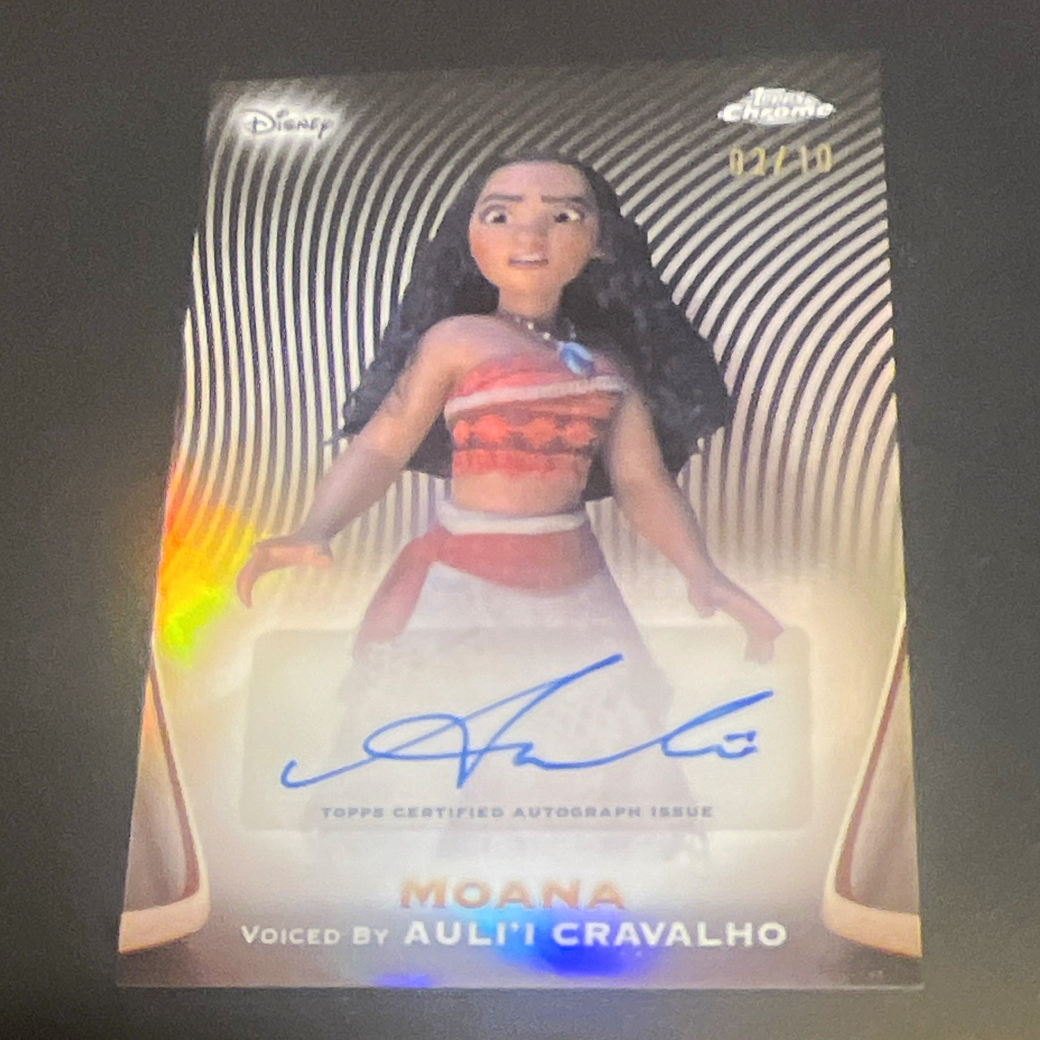 Topps 2025 Disney Chrome Moana AA-AC Auli'i Cravalho Blk Sapphire Auto 02/10 Topps 2025 Disney Chrome Moana AA-AC Auli'i Cravalho Blk Sapphire Auto 02/10
