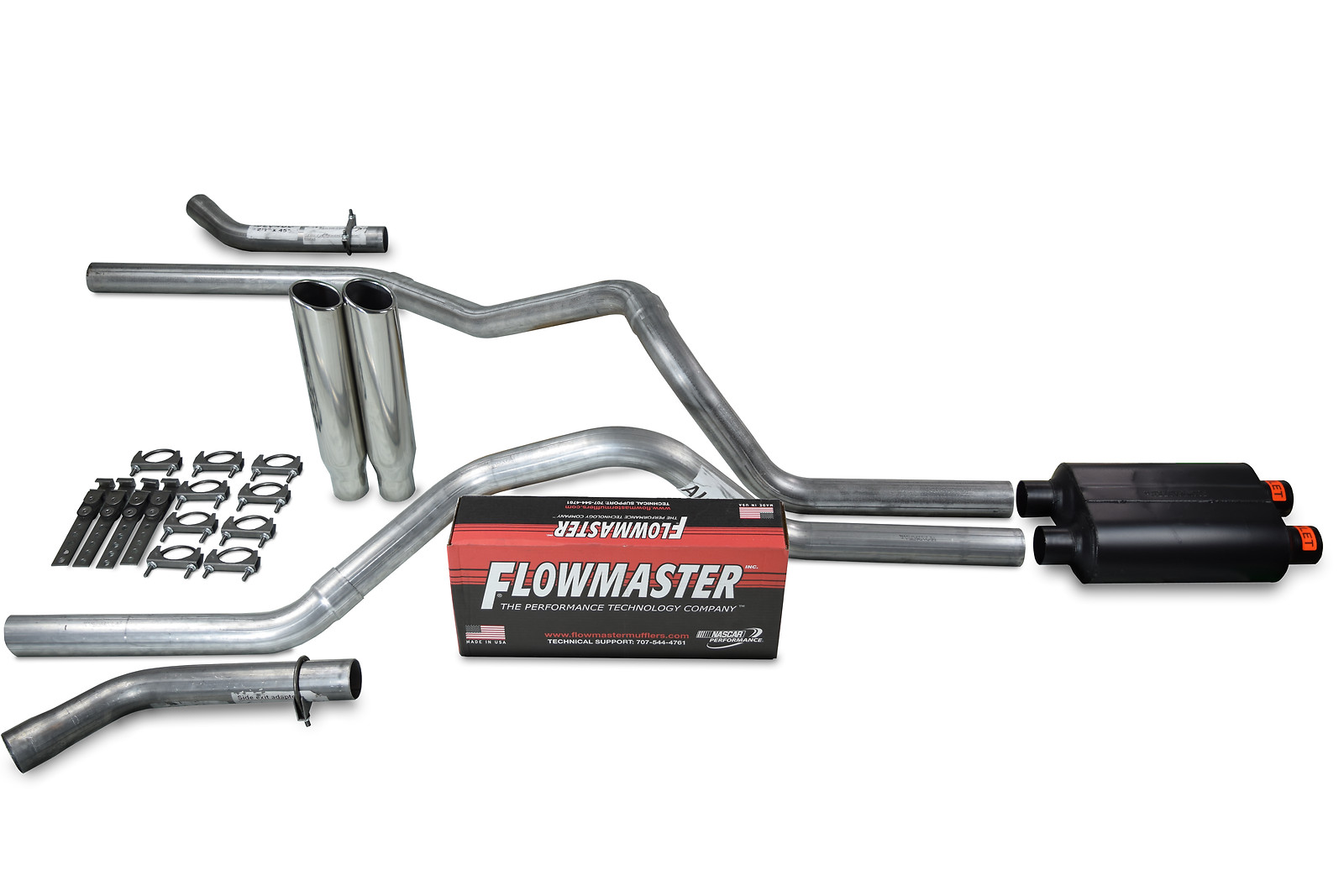 96-99 GM 1500 Dual Inlet Exhaust Includes Flowmaster 40 Corner Exit Rolled Tip 96-99 GM 1500 Dual Inlet Exhaust Includes Flowmaster 40 Corner Exit Rolled Tip