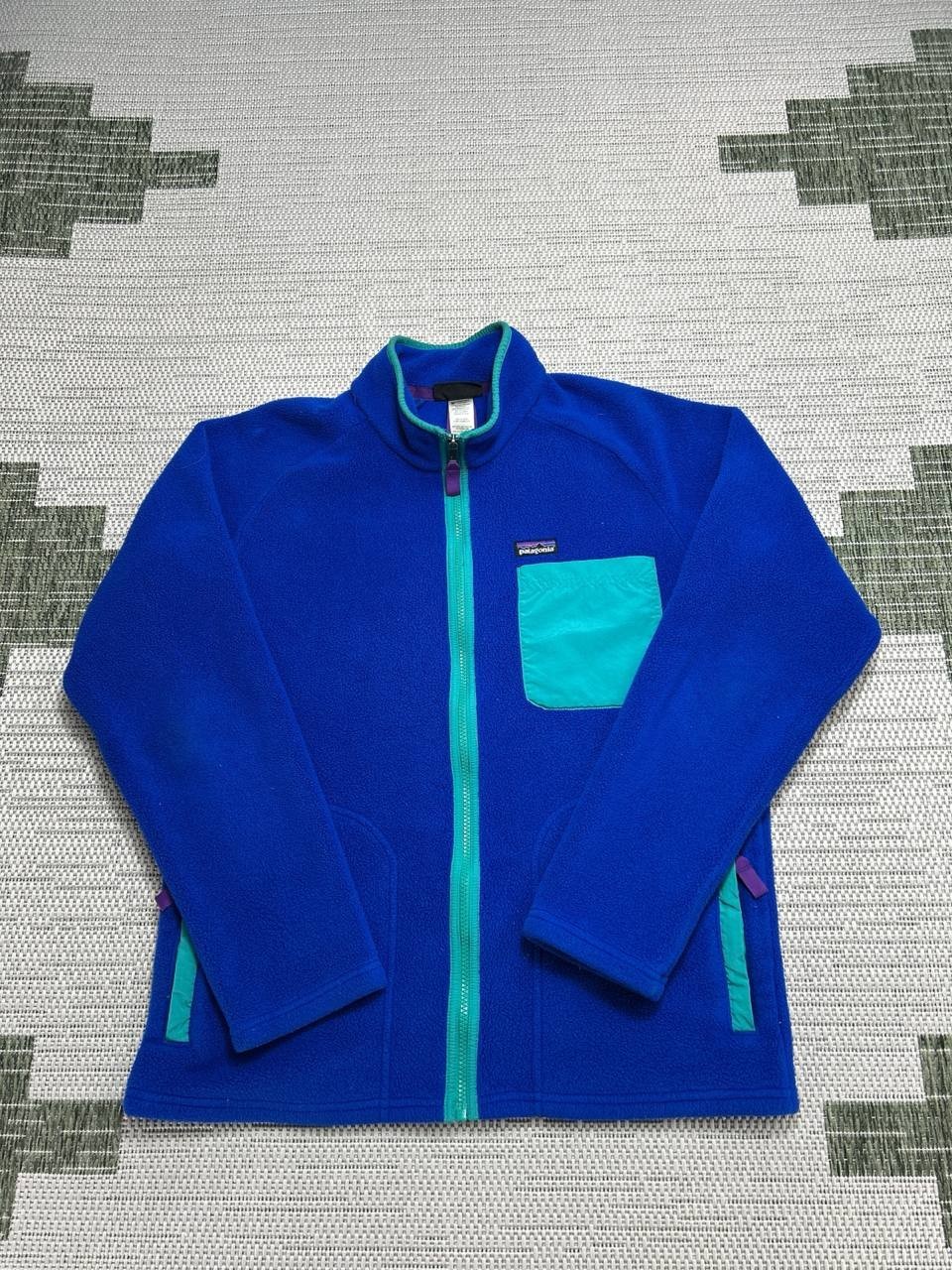 Patagonia Karstens Synchilla Jacket Mens Medium Blue Full Zip Fleece