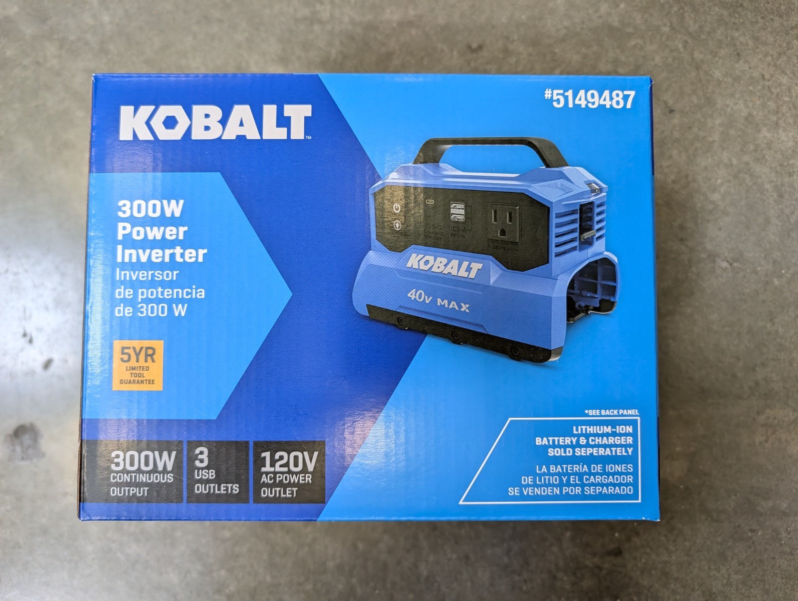 NIB Kobalt 300w Portable Battery Power Inverter 120v 40v Max 5149487 (Tool Only) NIB Kobalt 300w Portable Battery Power Inverter 120v 40v Max 5149487 (Tool Only)