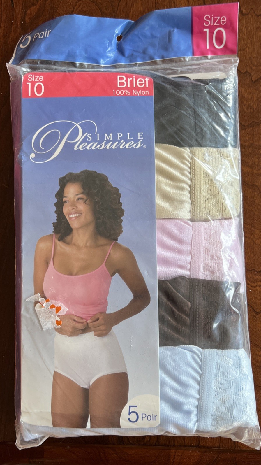 VTG Y2K Simple Pleasures Sz 10 Nylon Brief Mushroom Granny Lace Trim Panty 5pk VTG Y2K Simple Pleasures Sz 10 Nylon Brief Mushroom Granny Lace Trim Panty 5pk