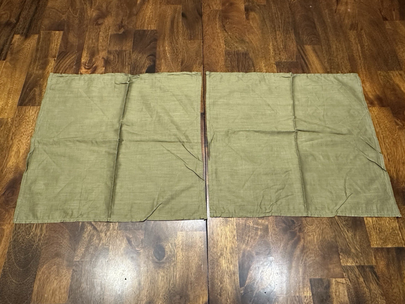 Vintage Korean War Era Military Issue Field Hankerchiefs Light Olive Drab Vintage Korean War Era Military Issue Field Hankerchiefs Light Olive Drab