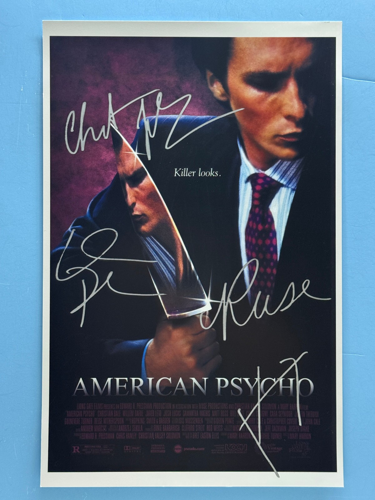 AMERICAN PSYCHO MOVIE POSTER 11x17 SIGNED BY 4 AUTHENTICATED withCOA 