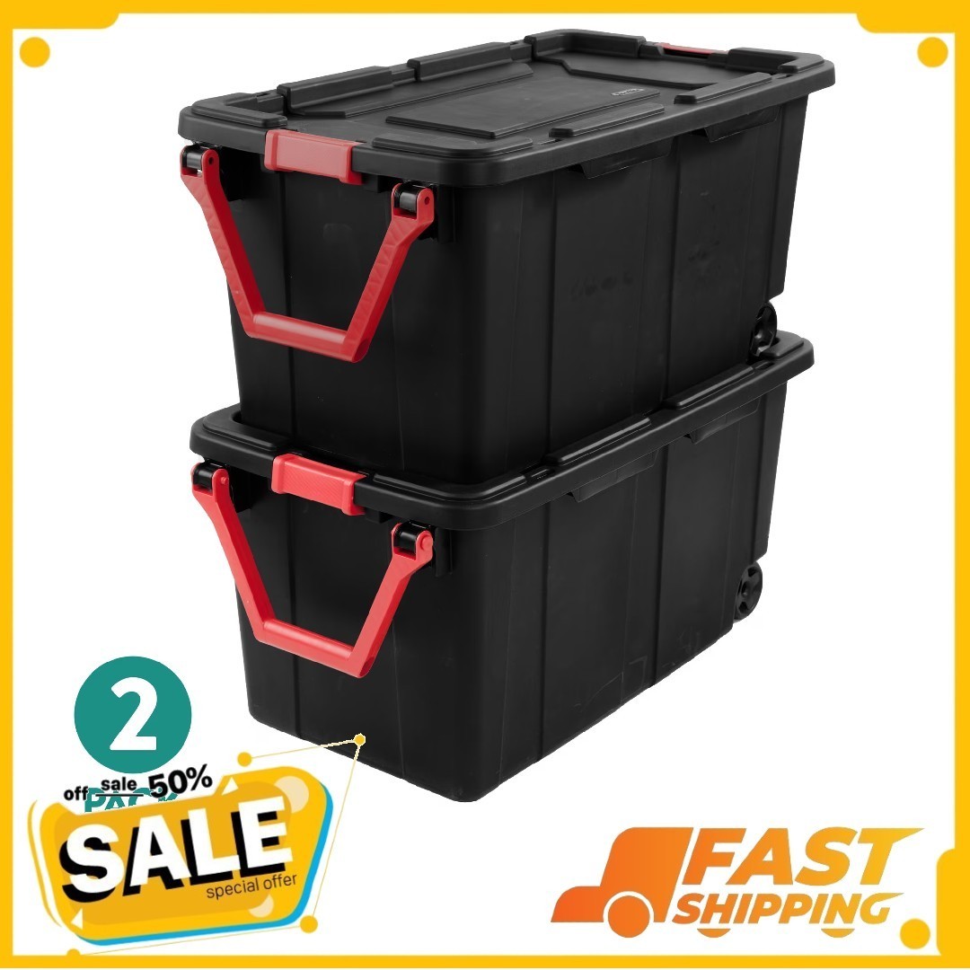 ( 2 Pack ) Sterilite Extra-Large Wheeled Industrial Storage Bin, 40 Gal ( 2 Pack ) Sterilite Extra-Large Wheeled Industrial Storage Bin, 40 Gal
