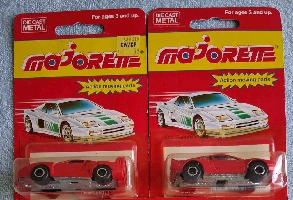 Majorette Vintage Ferrari F40 #211 & Ferrari GTO #280 Made In France 