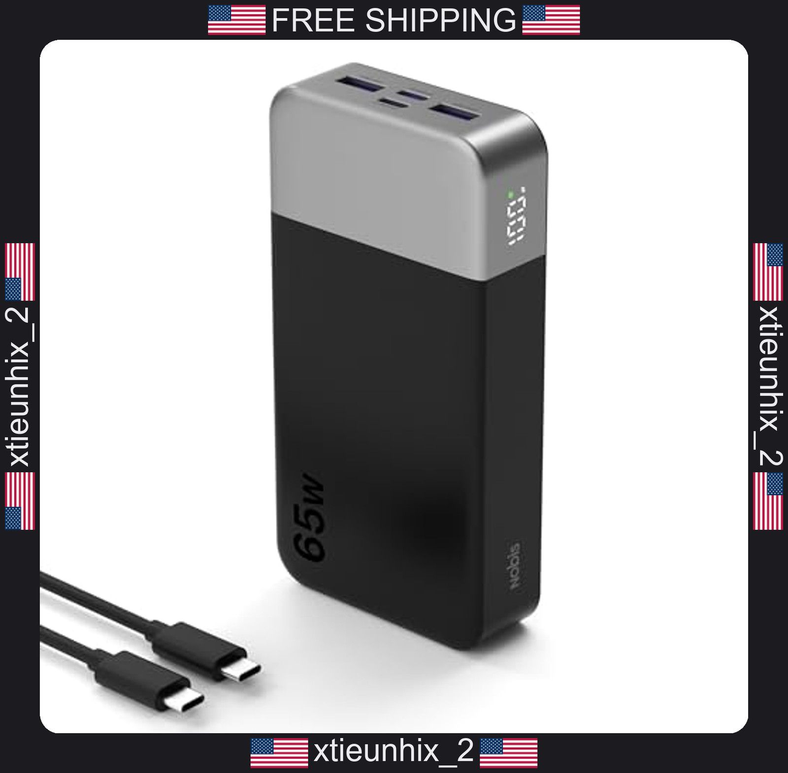 Nobis 20000mAh Portable Power Bank 65W Fast Charging for Smartphones & Laptops