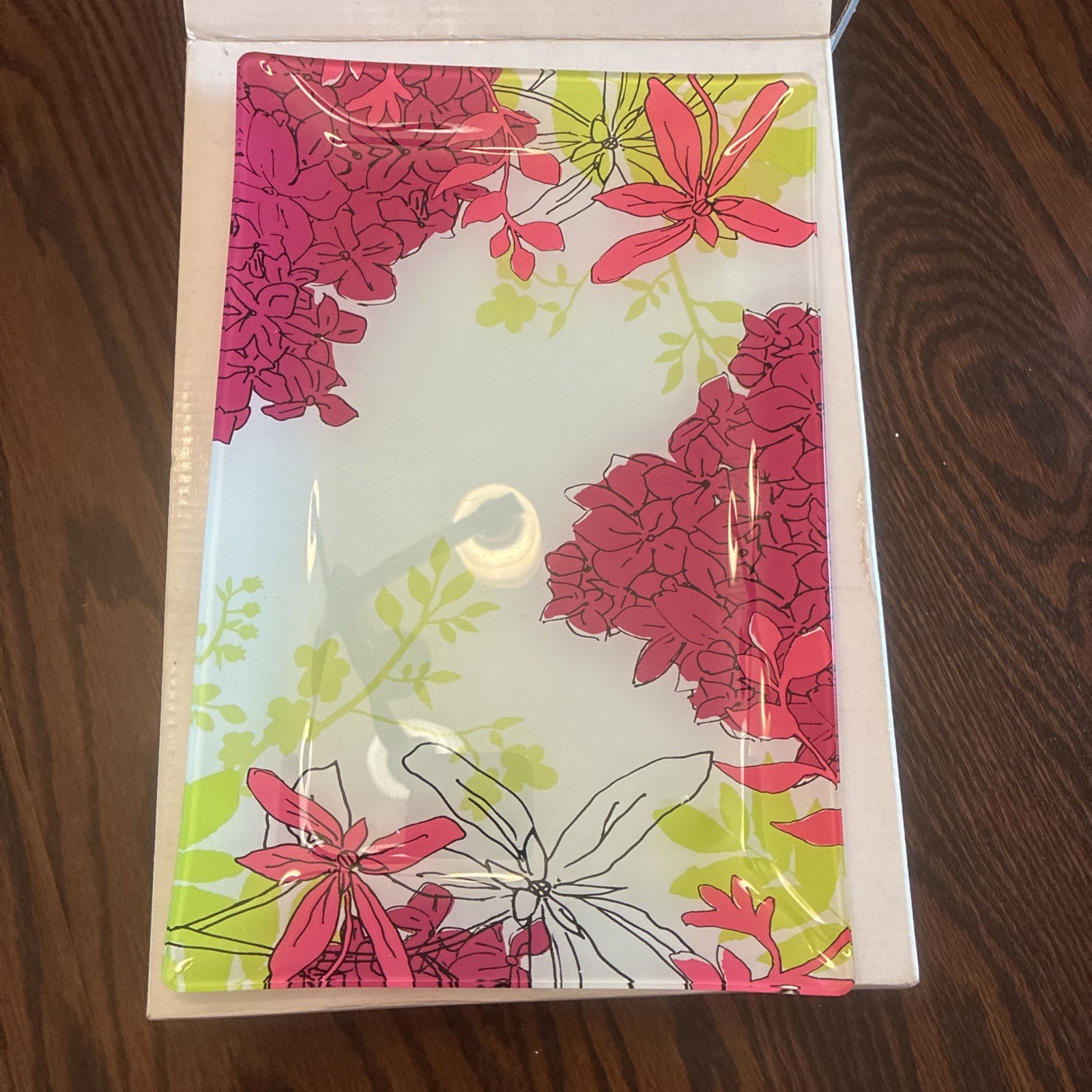 Nordstrom Glass Tray Perfume Display Abstract Flowers Purple  8\