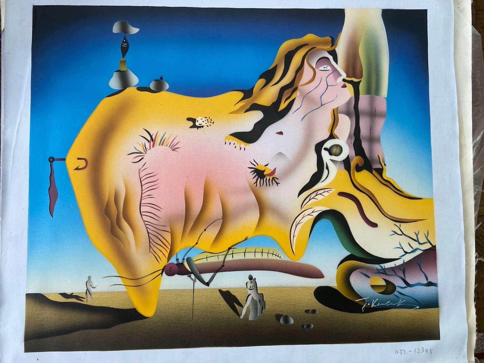 1990’s ORIGINAL GICLEE ON CANVAS ART PAINTING DALI GREAT MASTURBATOR SIGNED 1990’s ORIGINAL GICLEE ON CANVAS ART PAINTING DALI GREAT MASTURBATOR SIGNED