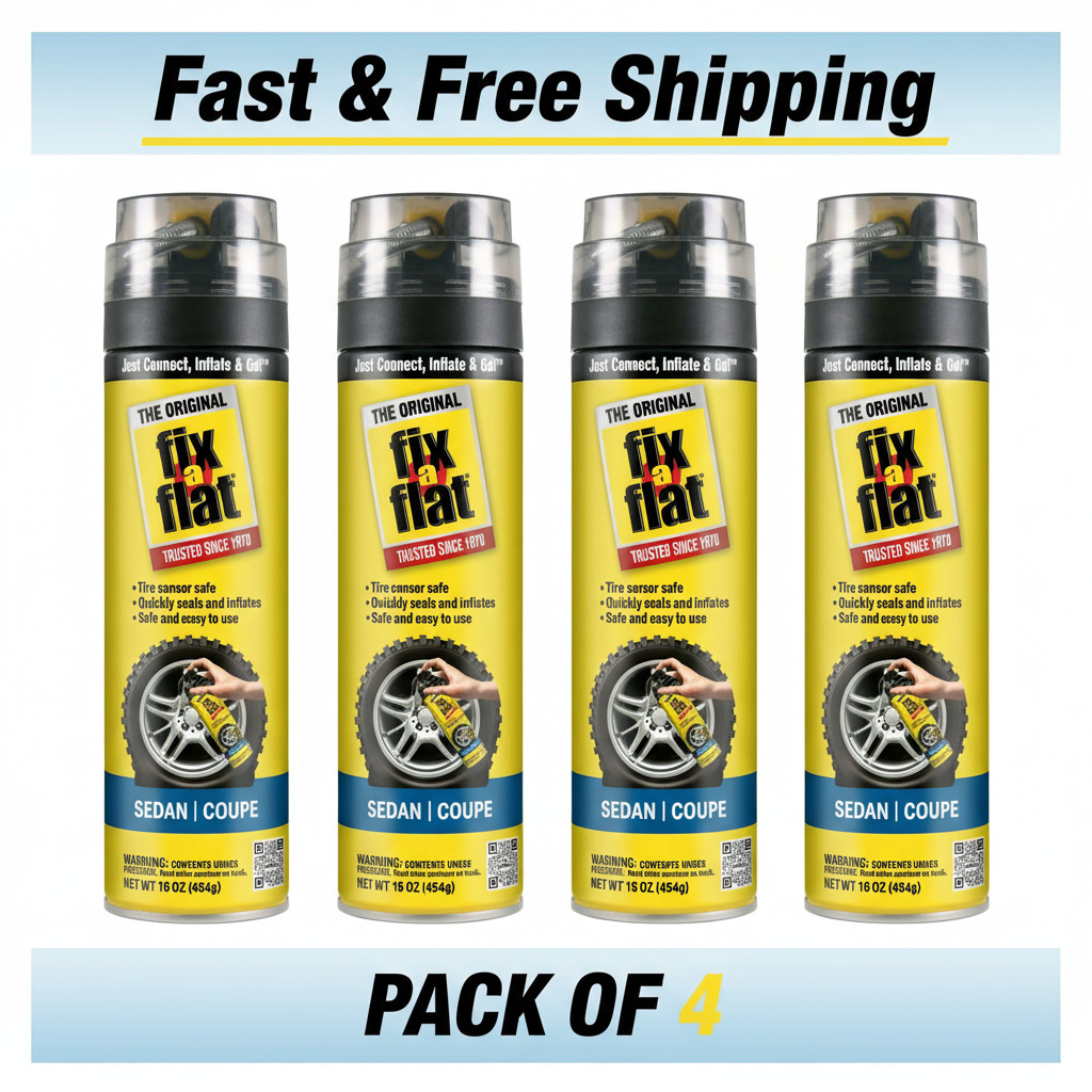 Fix-A-Flat S60420 Aerosol Emergency Flat Tire Repair and Inflator All Cars 4pack