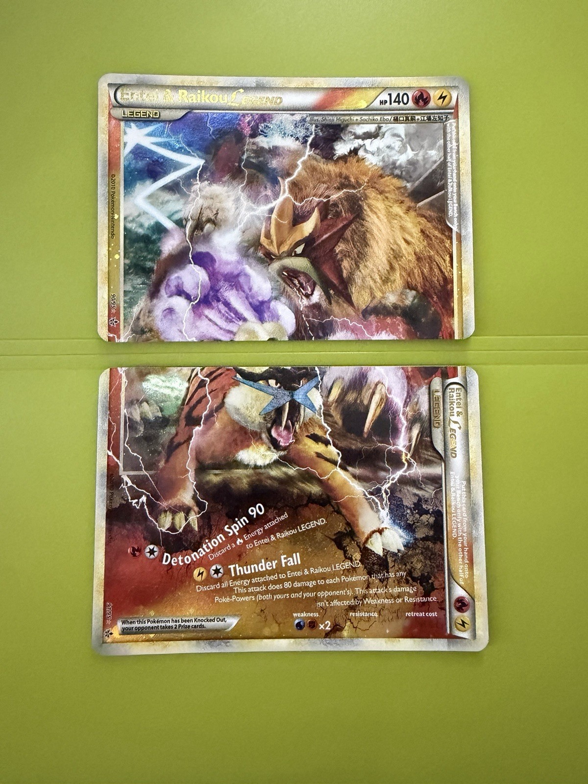 Pokemon Entei & Raikou LEGEND 90/95 + 91/95 Complete Pair HS Unleashed LP