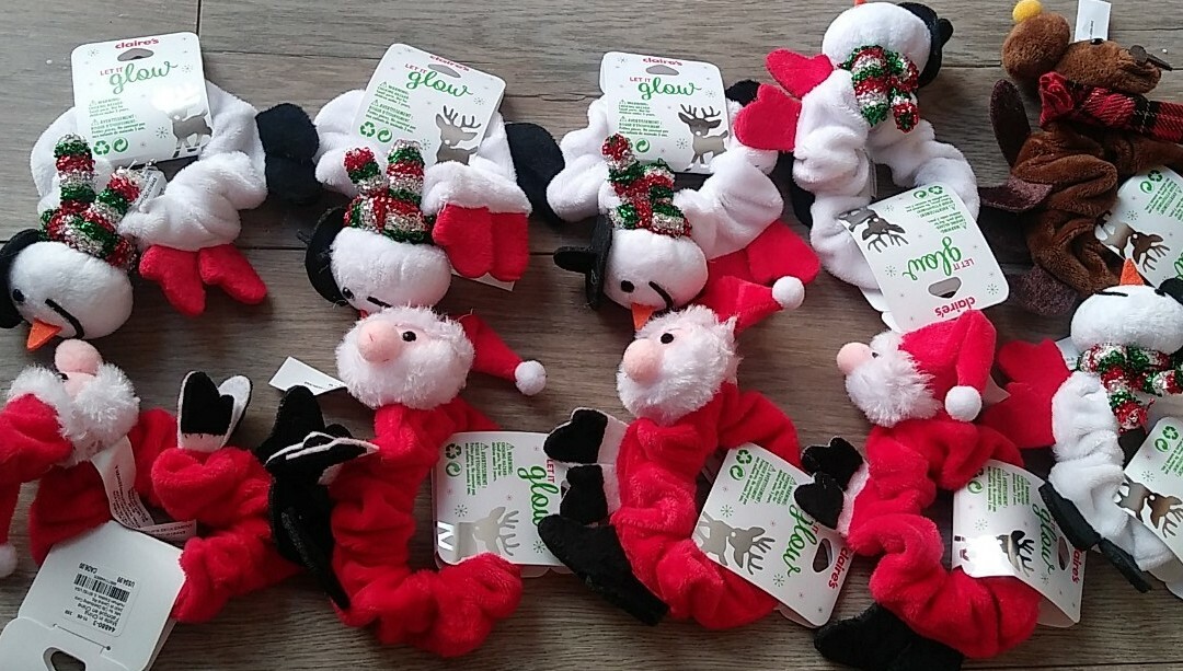 10X Claire\'s girls hair tie ponytail holder barrette Santa, snow man, rain deer 10X Claire\'s girls hair tie ponytail holder barrette Santa, snow man, rain deer