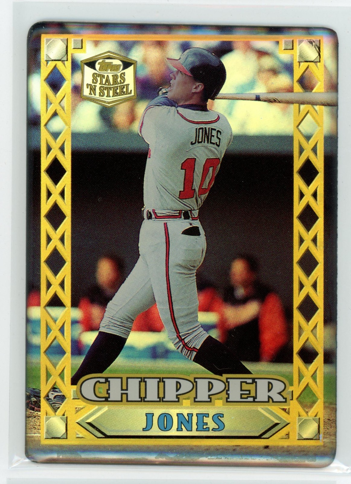 Chipper Jones 1999 Topps Stars \'N Steel Gold Holographic Dome Domed #3 Braves