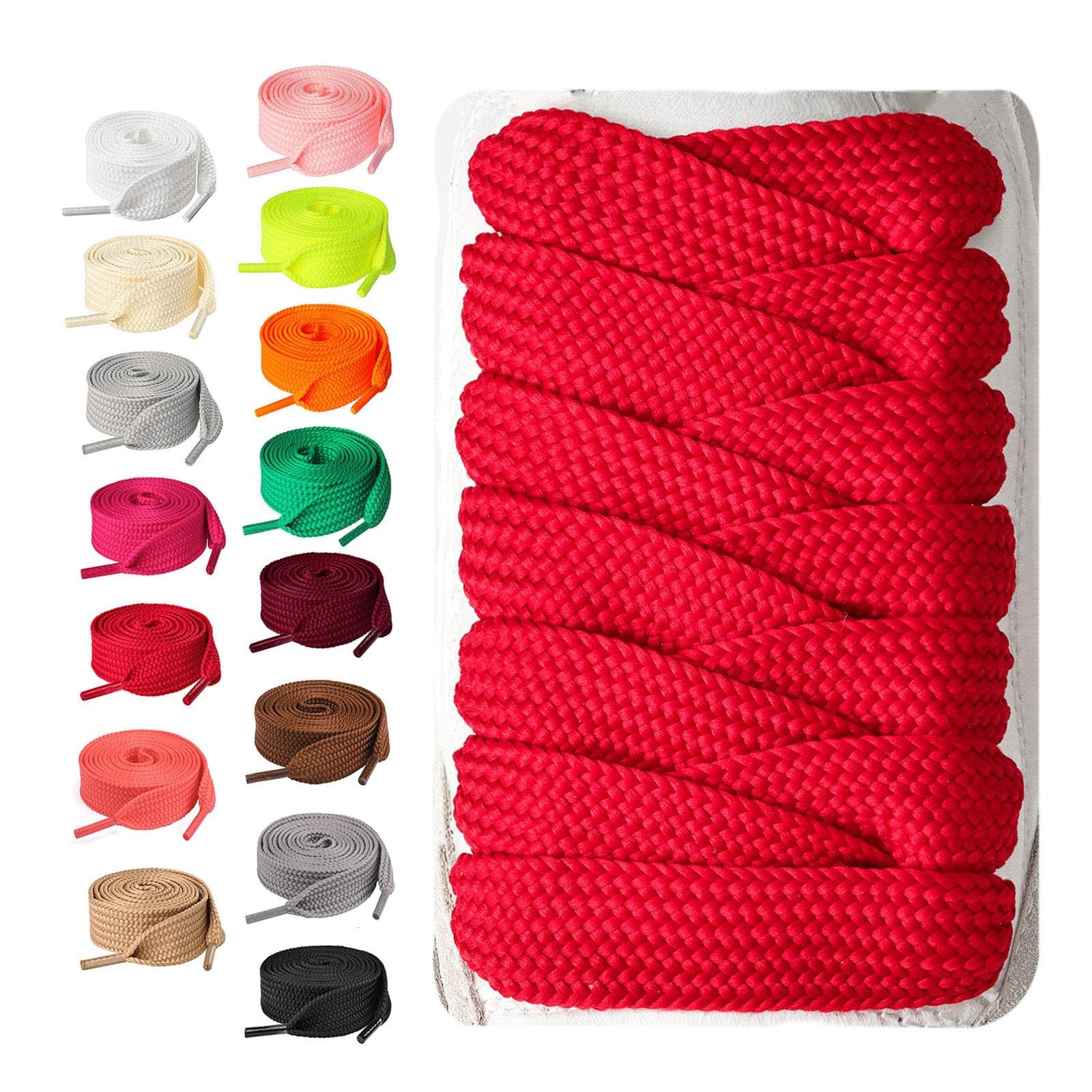 Booyckiy 2 Pairs 3/4\'\' Fat Shoe Laces for Sneakers, Red, 47in