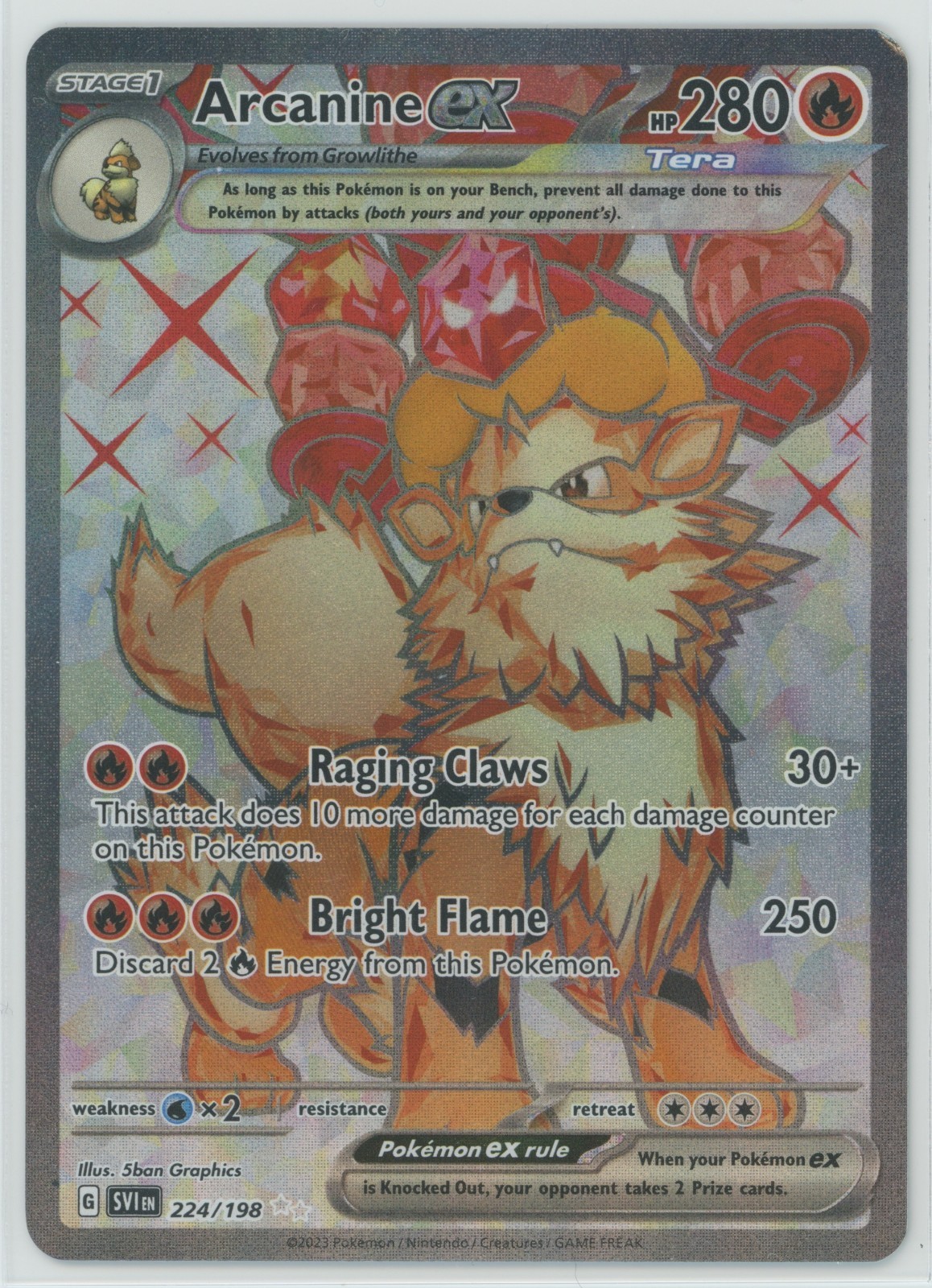 Arcanine ex 224/198 SV01: Scarlet & Violet Base Set Holo LP