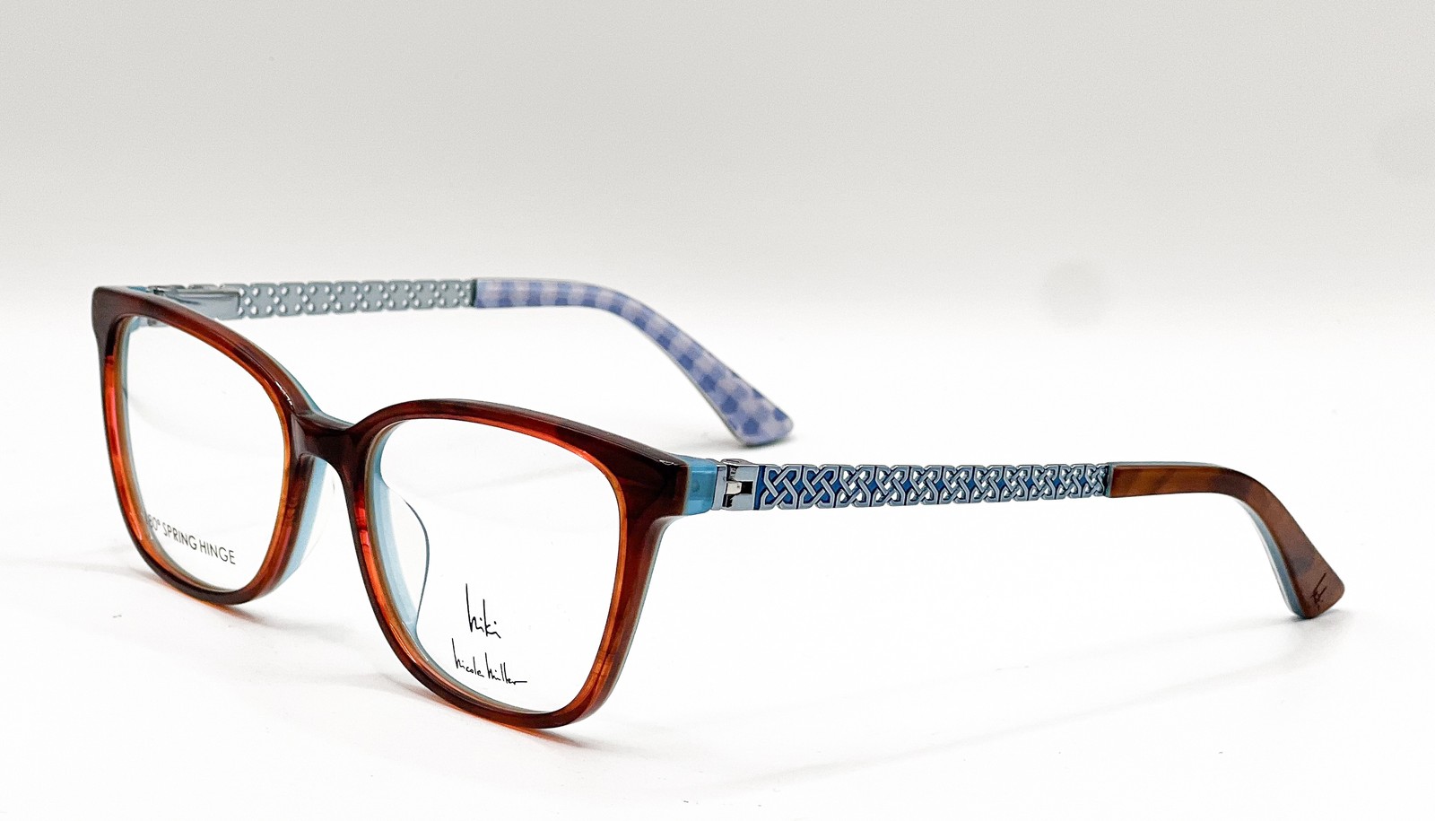 NEW NICOLE MILLER NARISSA C02 BROWN HORN/BLUE AUTHENTIC EYEGLASSES 50-16