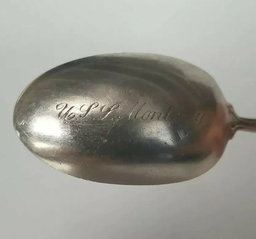 c1900 USS Monterey BM-6 Durgin Iris Pattern Shreve & Co Sterling 925 Tea Spoon 