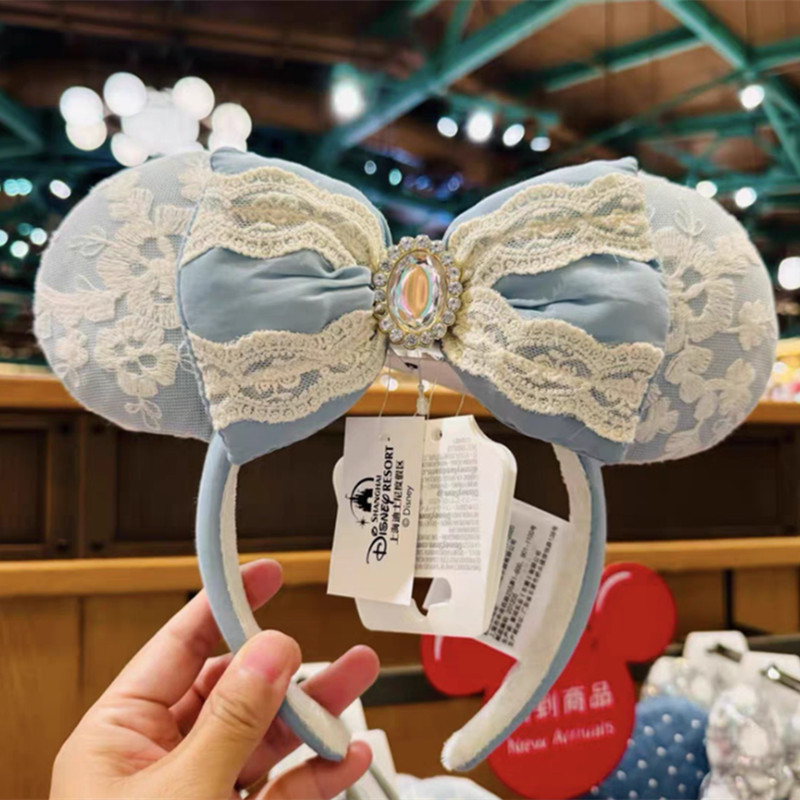 Authentic Shanghai Disney Minnie Mouse Ear Cinderella Blue Headband 2024 NEW Authentic Shanghai Disney Minnie Mouse Ear Cinderella Blue Headband 2024 NEW