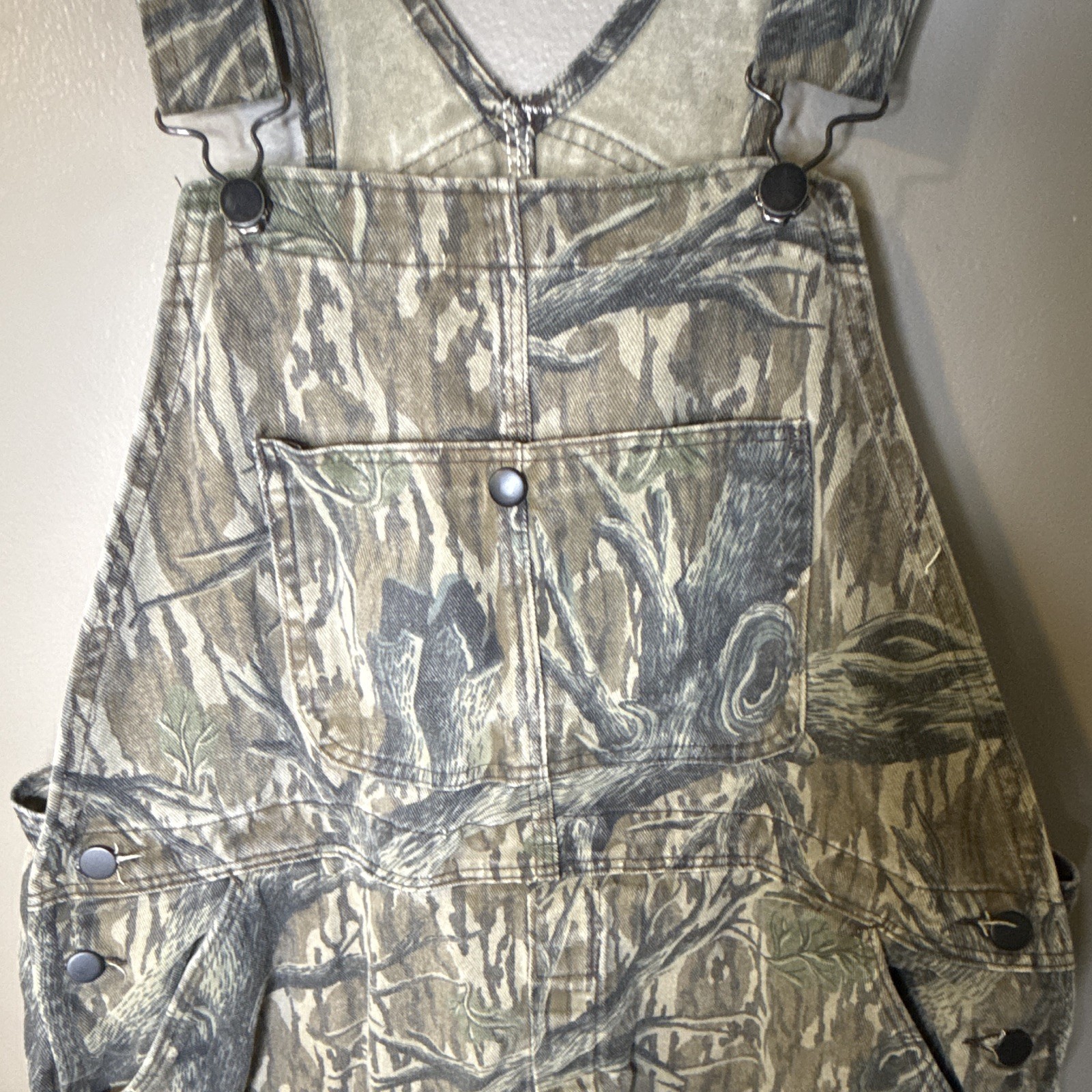 Vintage Mossy Oak Camo Bib Overalls Men’s L Made USA First Perfect Camouflage