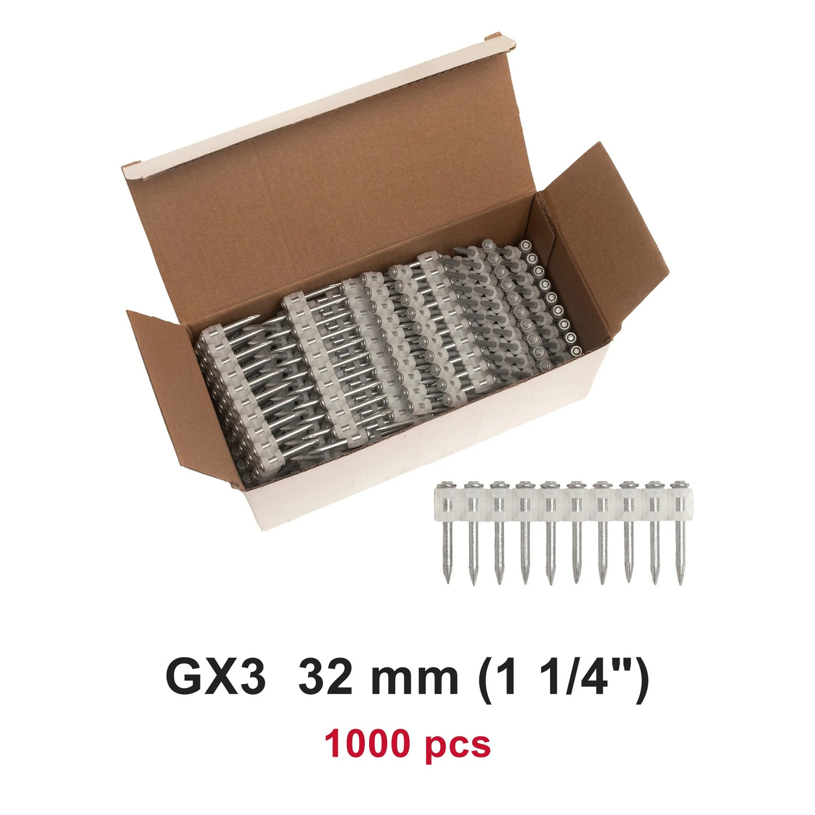 1000x Collated Concrete Nails 32mm 1-1/4 1000x Collated Concrete Nails 32mm 1-1/4