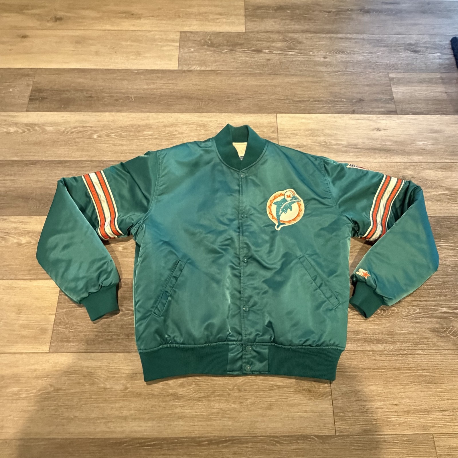 Vtg Miami Dolphins Jacket Mens Large Satin NFL Football Starter 90s USA