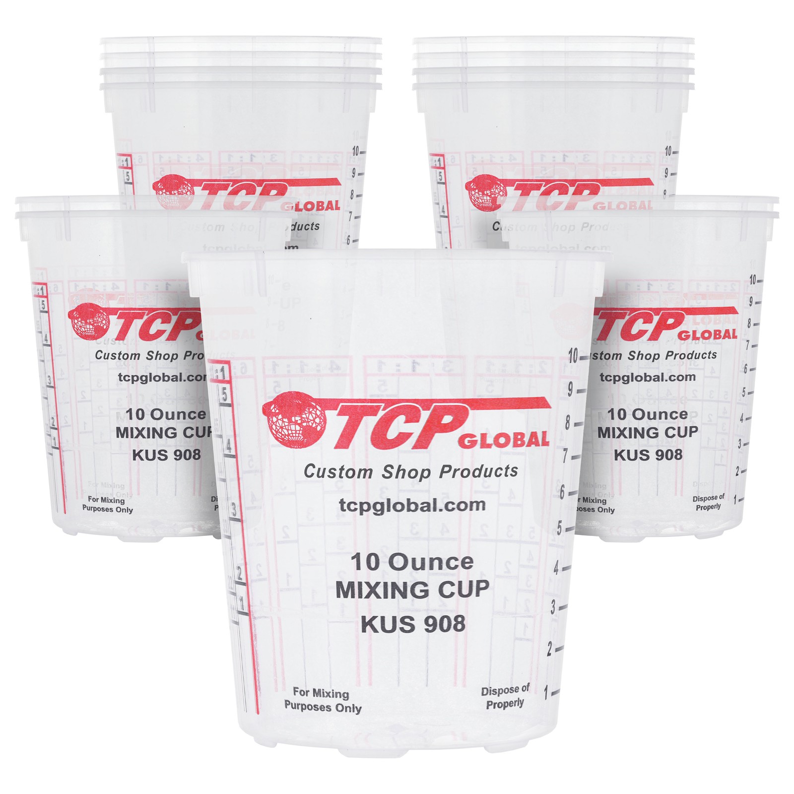 8-Ounce (1/2 Pint) Paint & Epoxy Mixing Cup Calibrated Ratios - Pack of 12 Cups