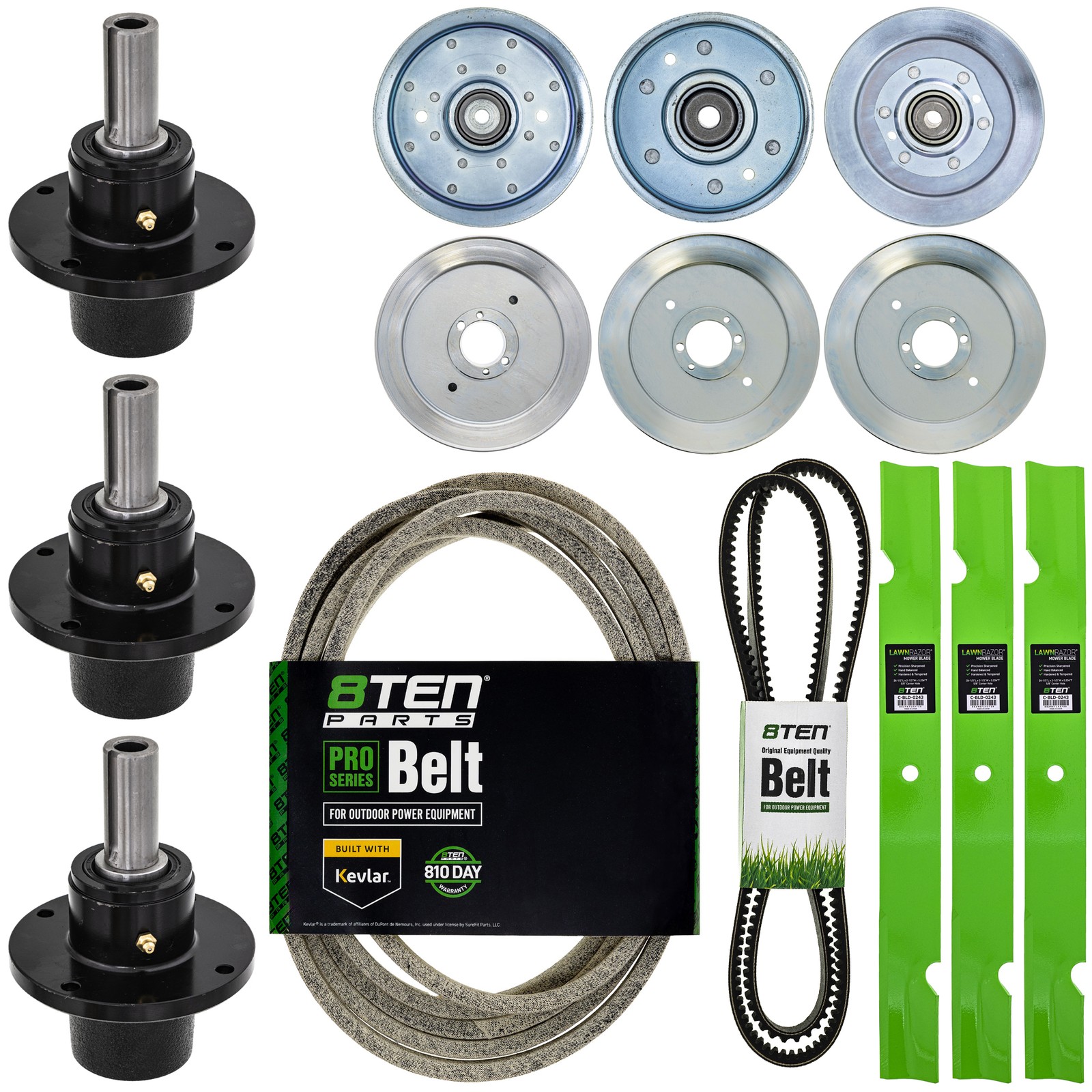 8TEN Deck Rebuild Kit Blade Spindle Belt Idler for Husqvarna Z248F 48-Inch