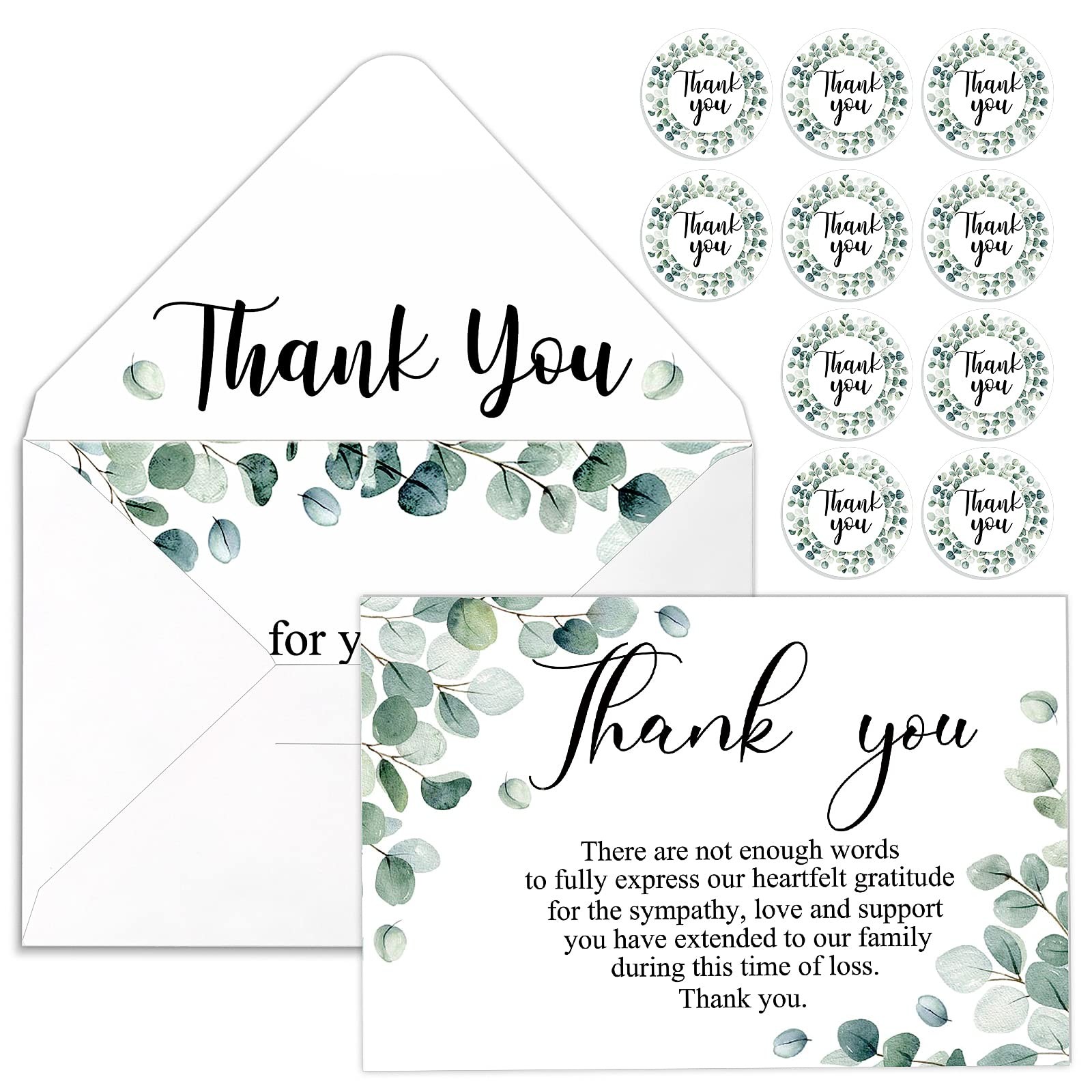 25 Pack Thank You Sympathy Cards Funeral Thank You Cards with Envelopes