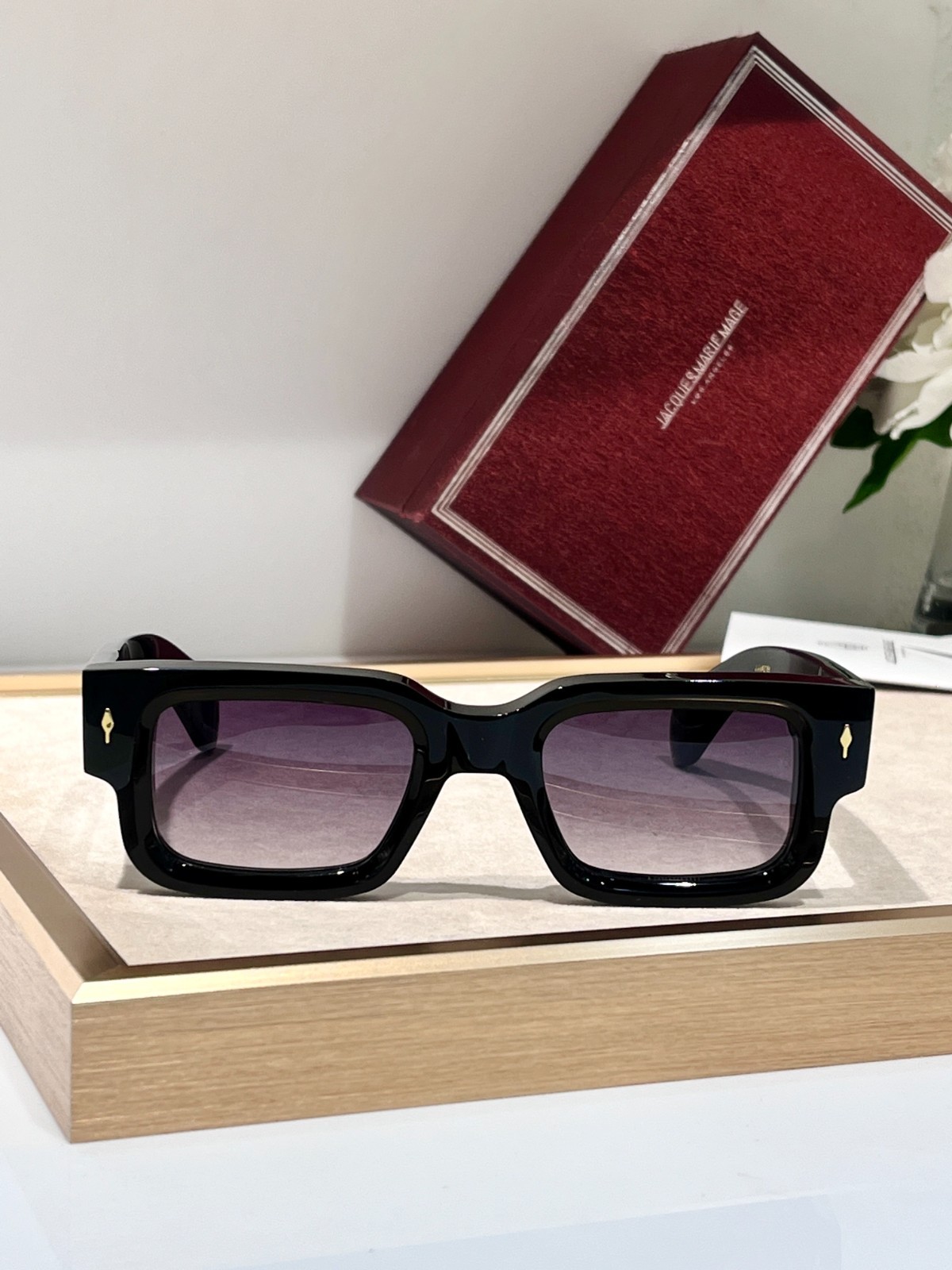 JACQUES MARIE MAGE ASCARI Black Square Gradient Lens Sunglasses 49-23-146 Unisex