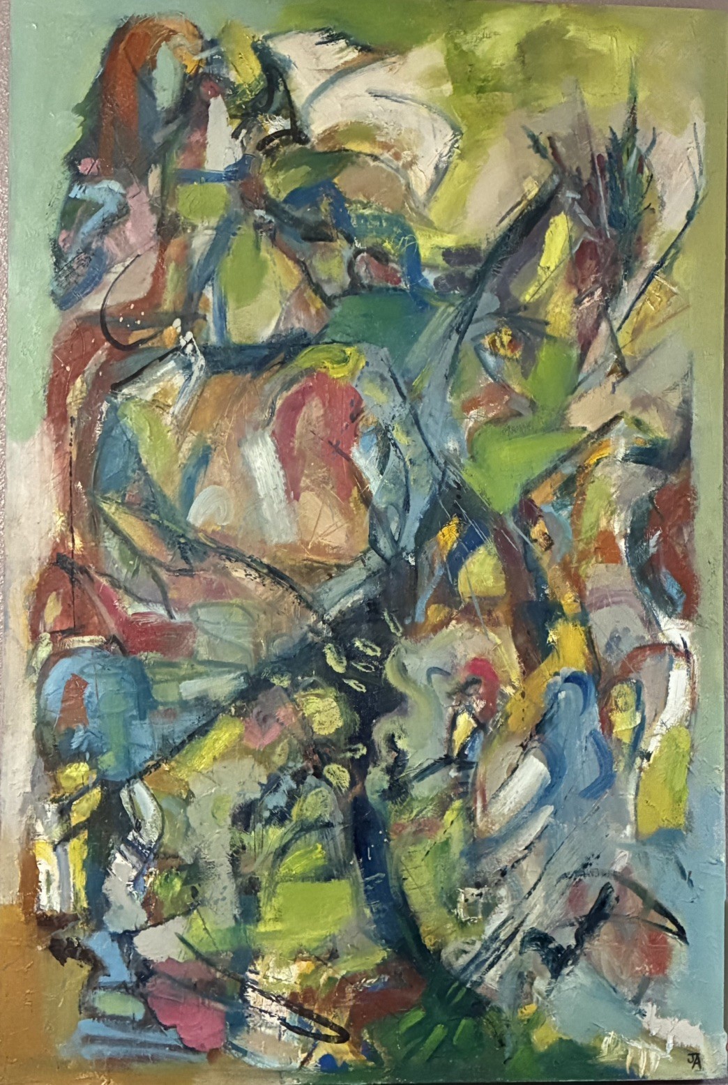 Large Original Abstract Expressionist Oil Painting 32x48 Canvas Untitled 2004