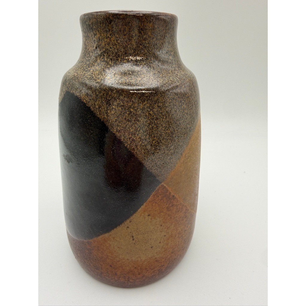 Vintage Studio Art Pottery Vase Brown Earth Tone Drip Glaze Stoneware MCM 5.5\